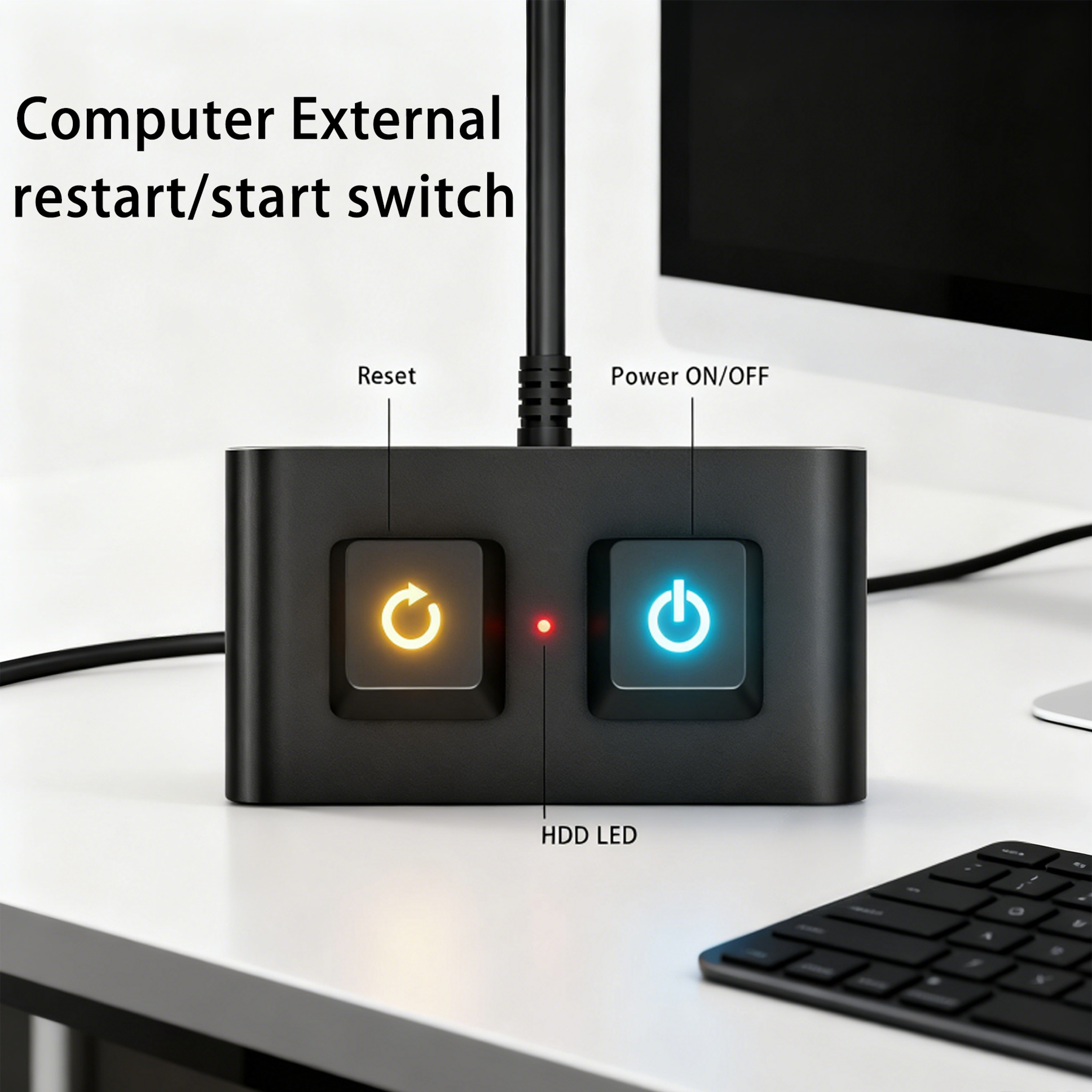 External Start Switch for Desktop Host, Internet Cafe Computer Aluminum Shell Power Button – view 1