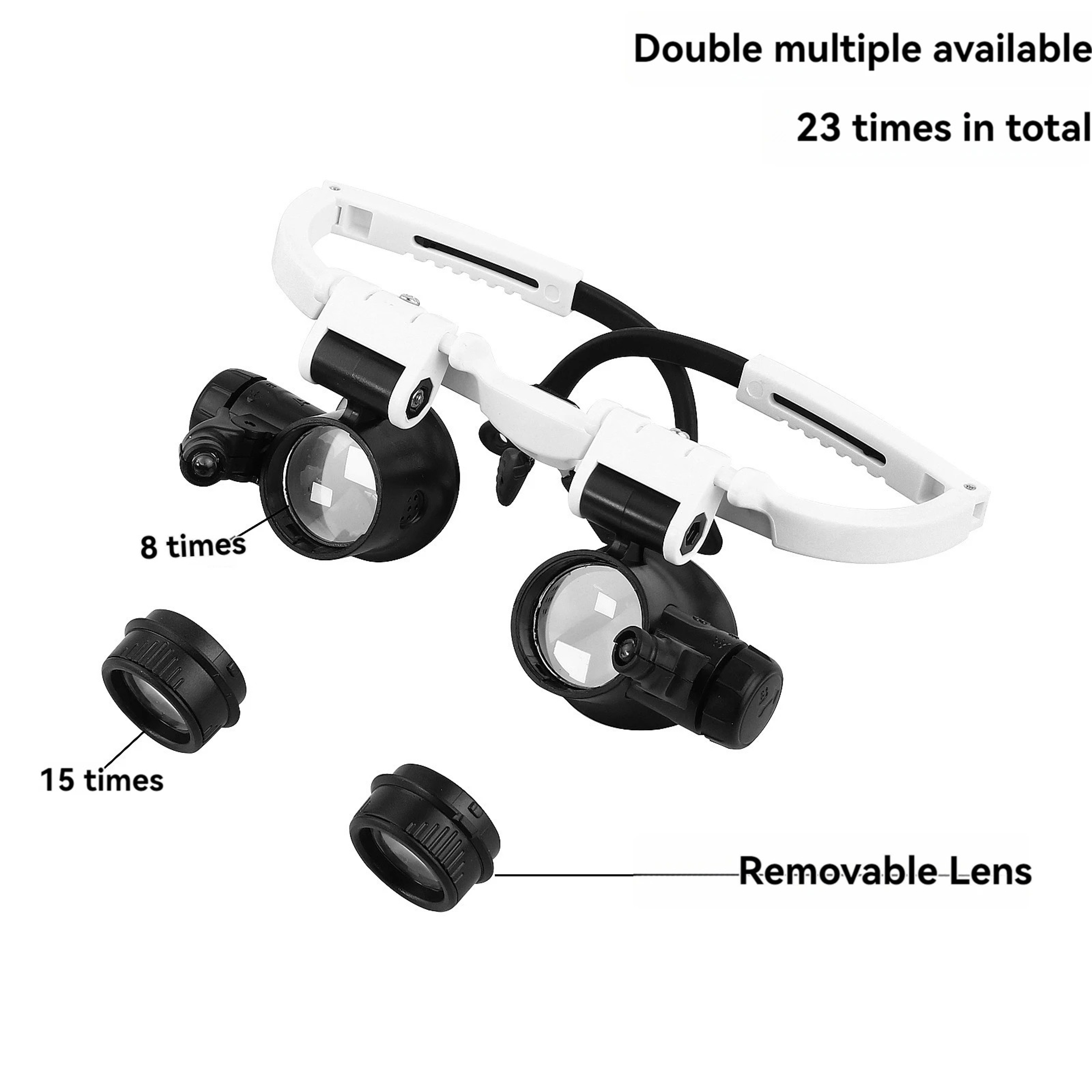 Magnifying Glass Headband, Jeweler Watchmaker Loupes, LED Light Eyewear, Telescopic Glasses, Reading Magnifier – view 4