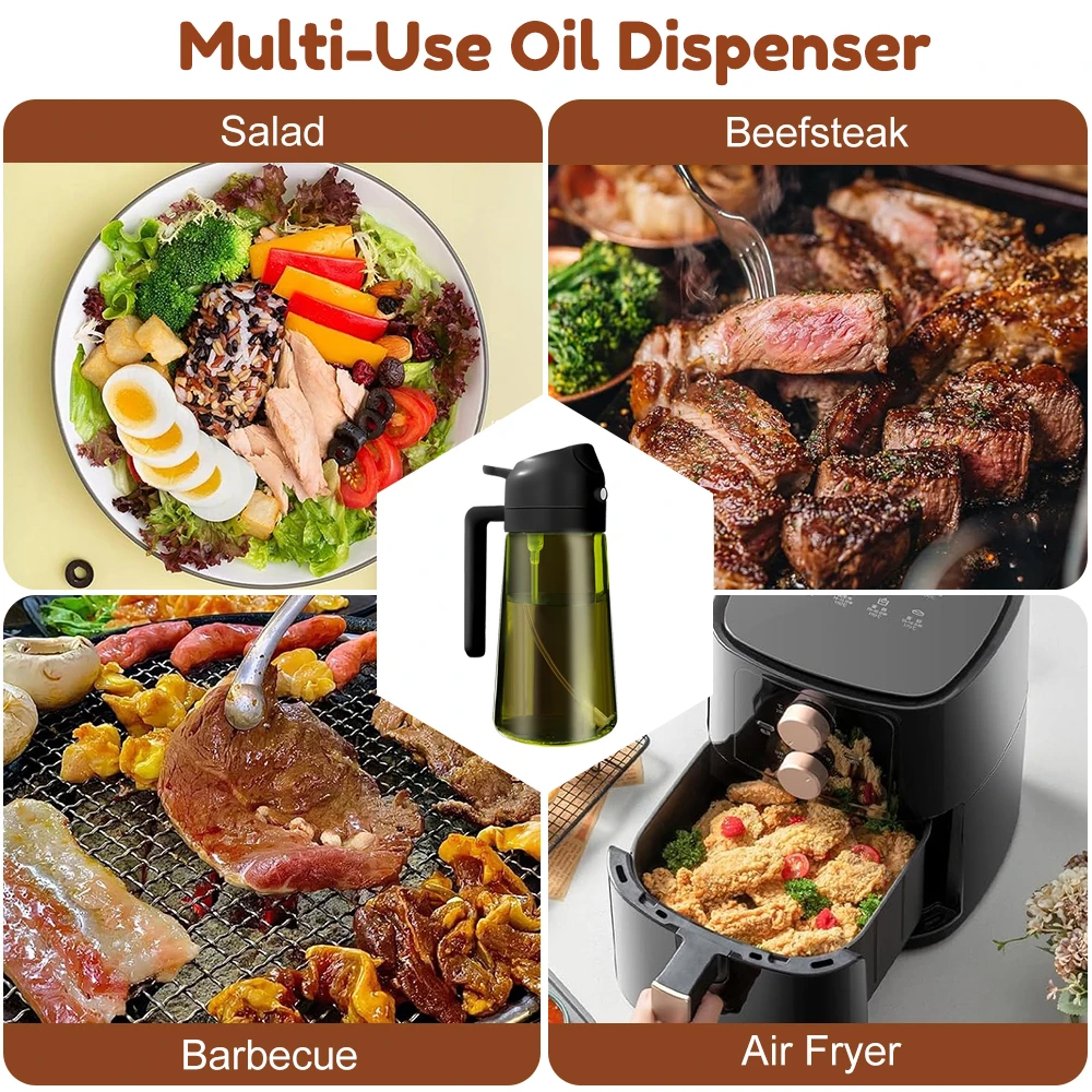 470ML Light-Blocking Dark Oil Sprayer for Cooking, 2-in-1 Olive Oil Dispenser & Mister Bottle in Dark Green Glass – view 6