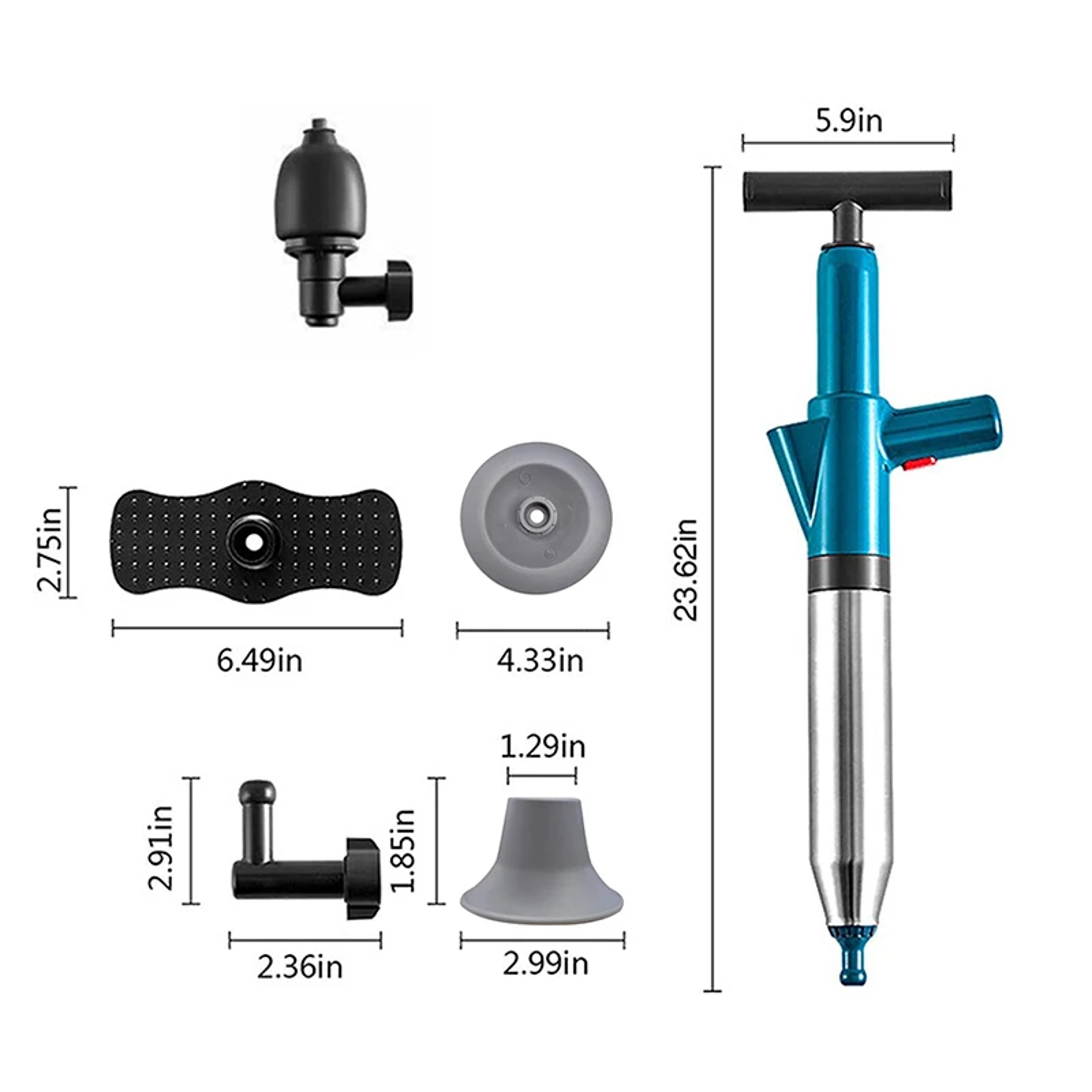 High Pressure Air Drain Blaster Clog Remover Toilet Plunger, Bathroom Kitchen Sink Cleaning Tools, Dredge Clogged Drains – view 9