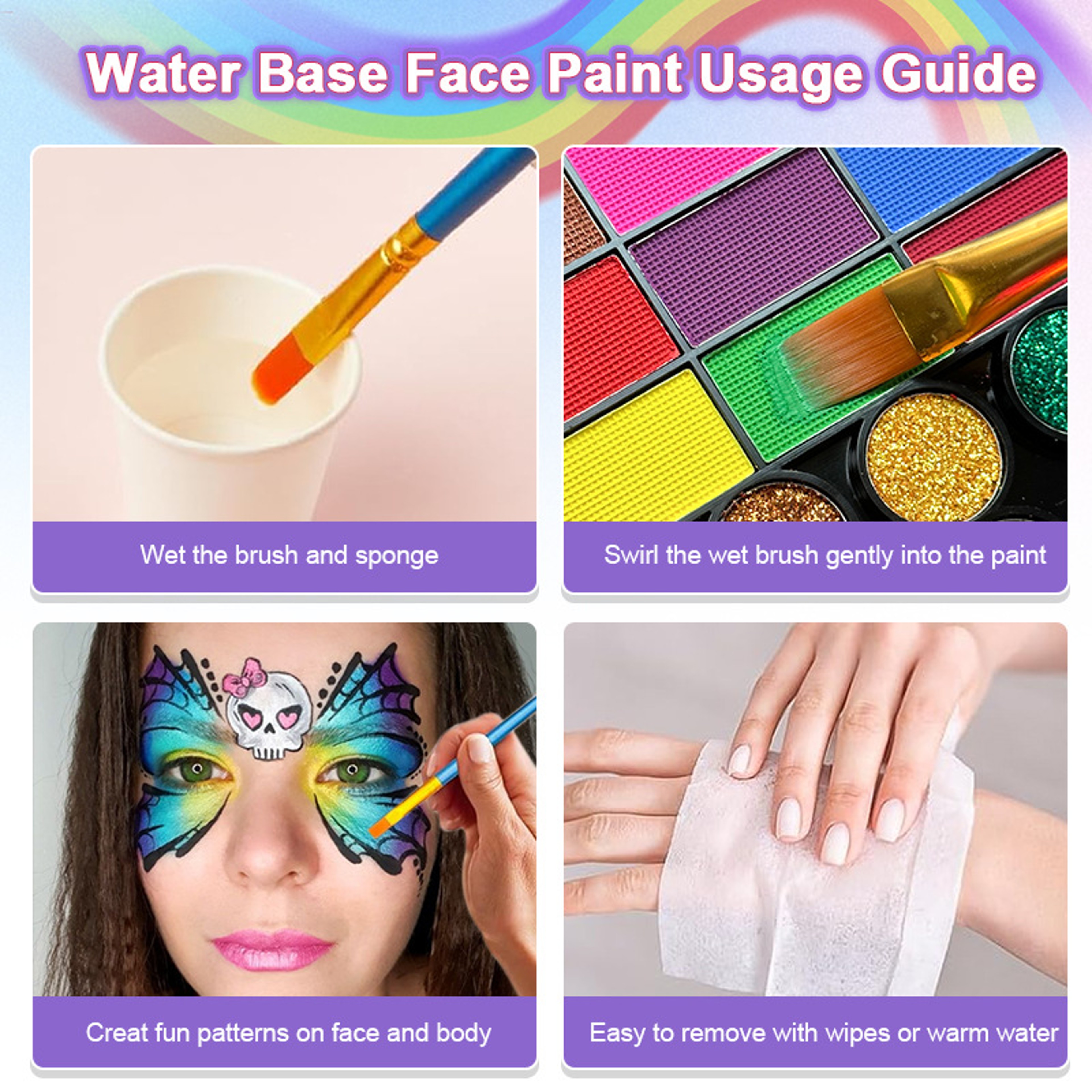 42 Colors UV Neon Face Paint Set, Fluorescent Glitter Art Makeup, Water Soluble Body Painting for Party Festivals Hallow – view 6