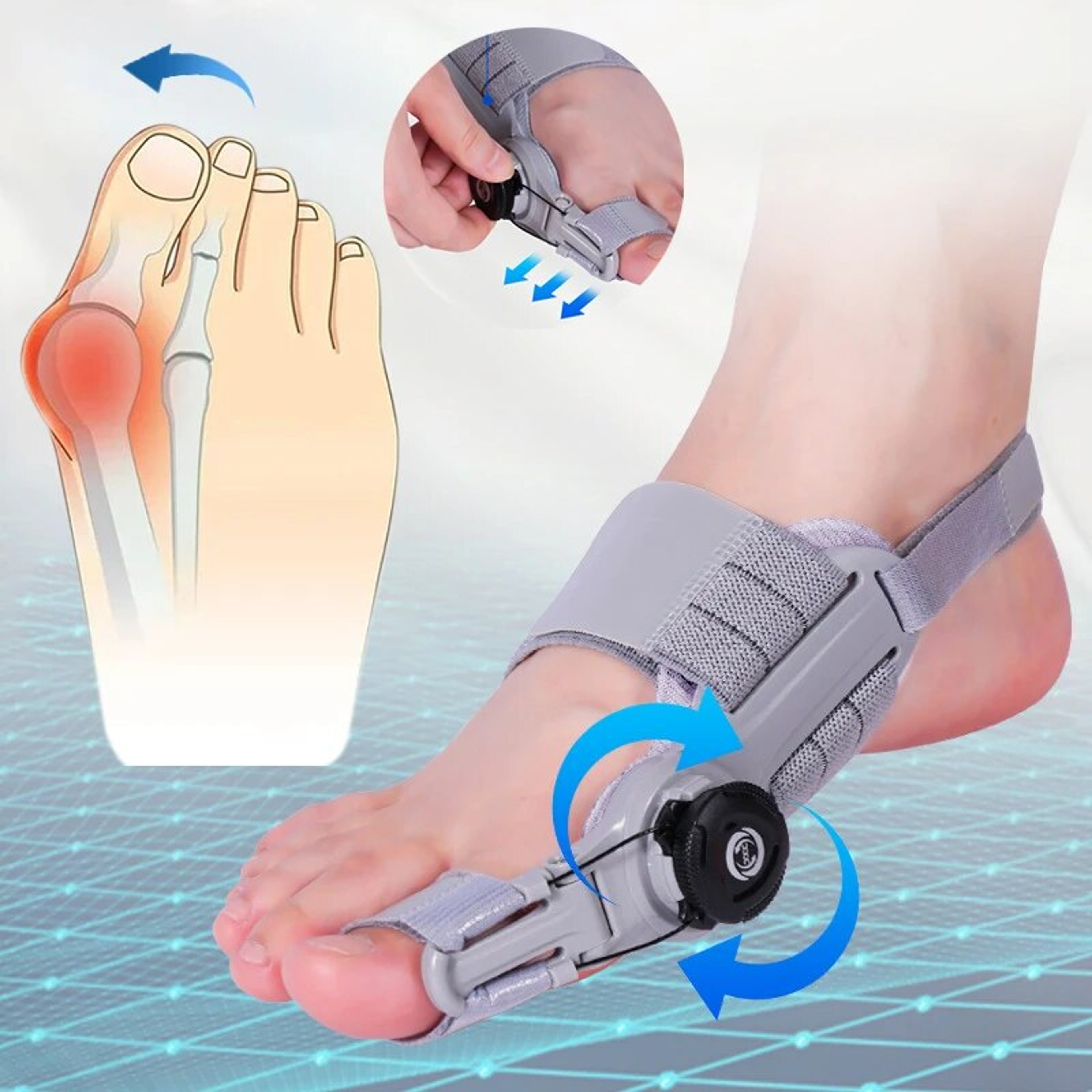 Unisex Bunion Corrector, Hallux Valgus Brace with Rotatable Toe Separator, Adjustable Foot Straightener for Pedicures – view 1