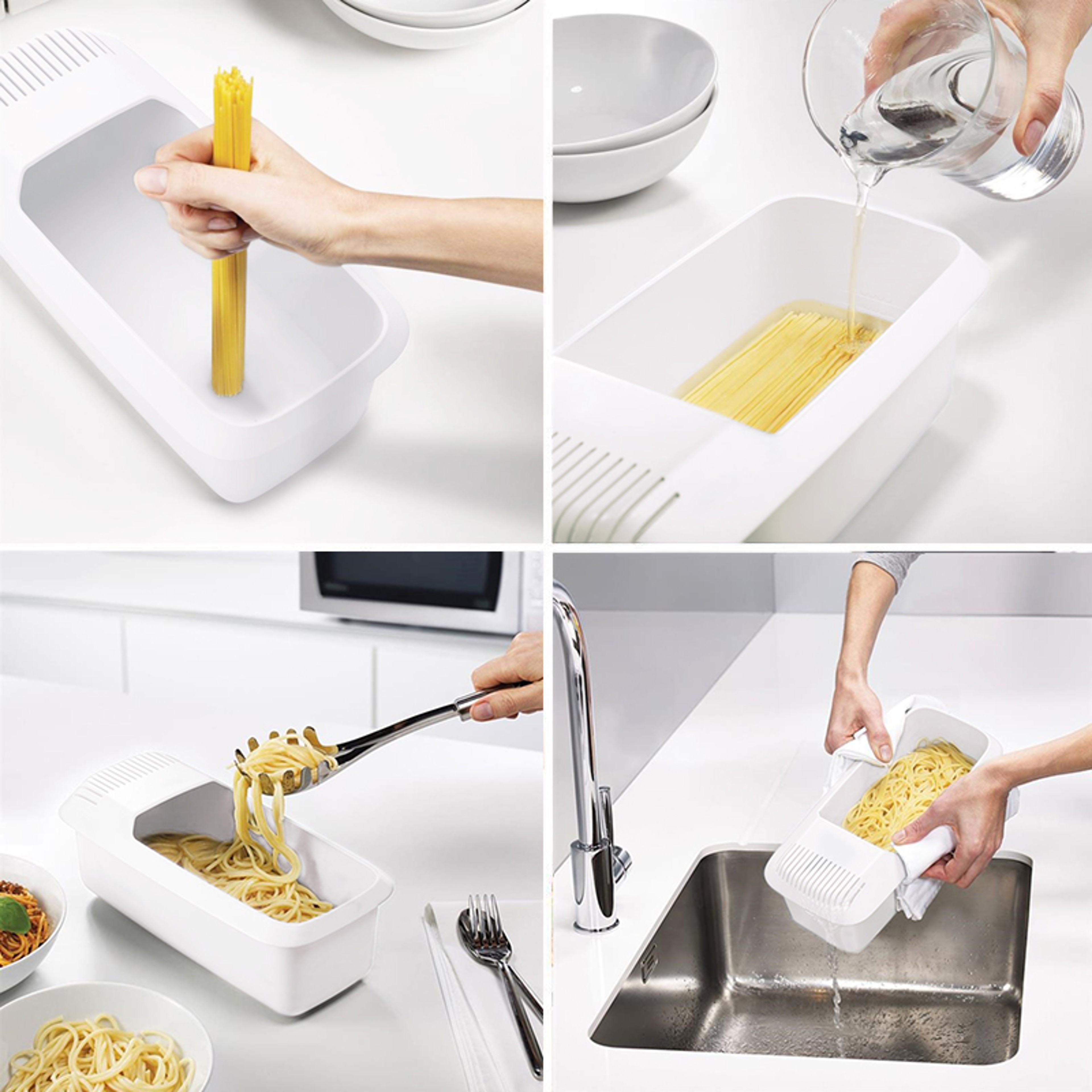 Eco-Friendly Microwave Pasta Cooker & Strainer, All-in-One Spaghetti & Vegetable Steamer, Dishwasher Safe Kitchen Acce – view 6
