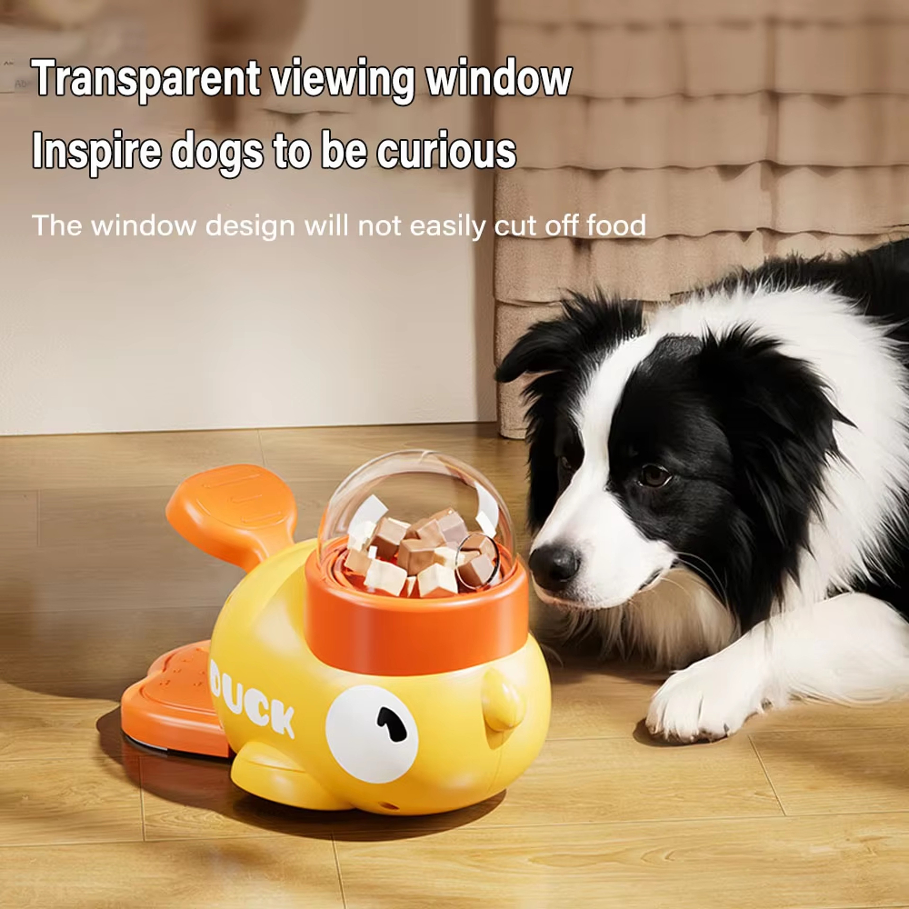 Yellow Duck-Shaped Interactive Dog Treat Dispenser, Durable Plastic Puzzle Toy for Training & Slow Feeding – view 1