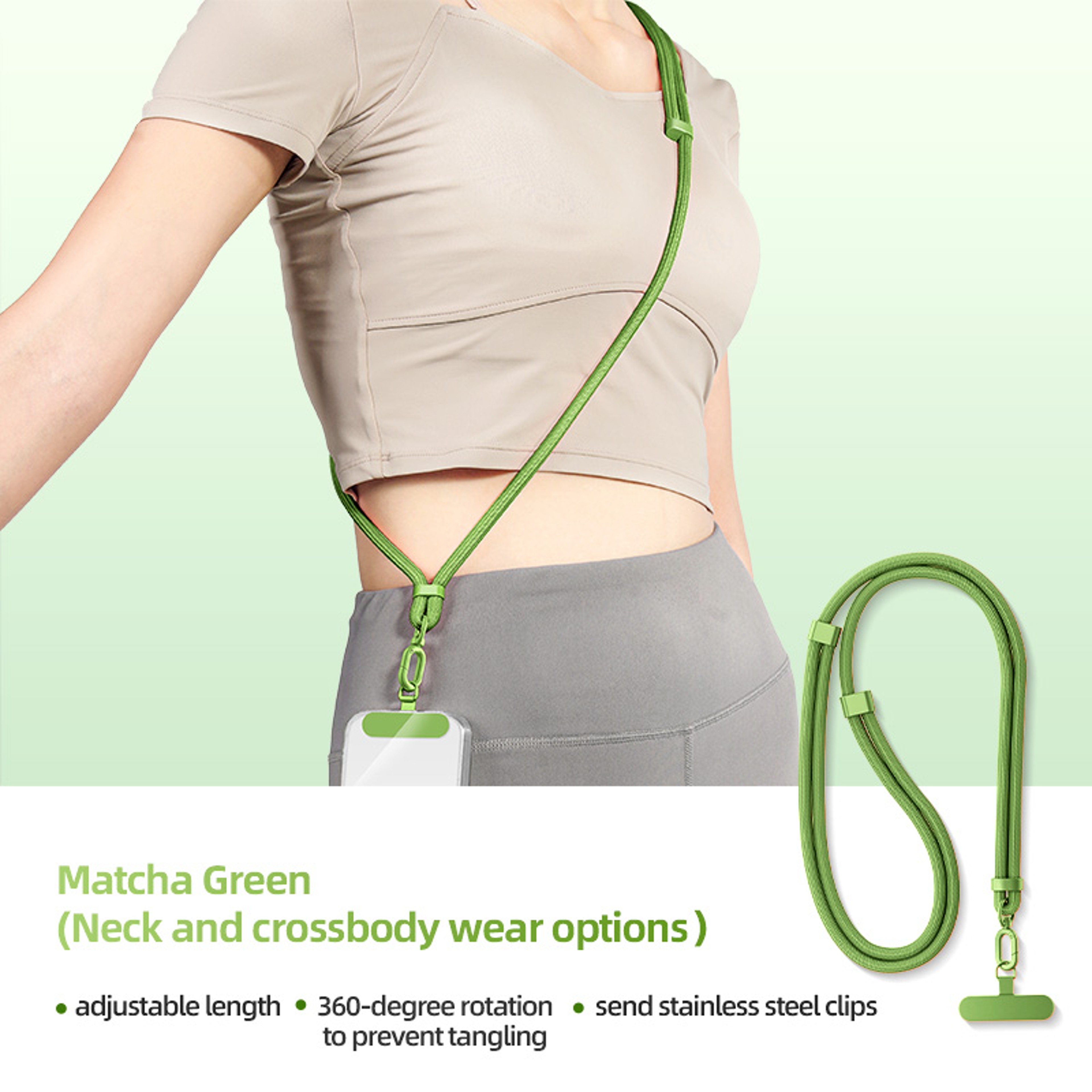 Adjustable Phone Lanyard Neck Cord, Universal Detachable Crossbody Strap with Card Clip for Mobile Phone Case, Outdoor – view 8