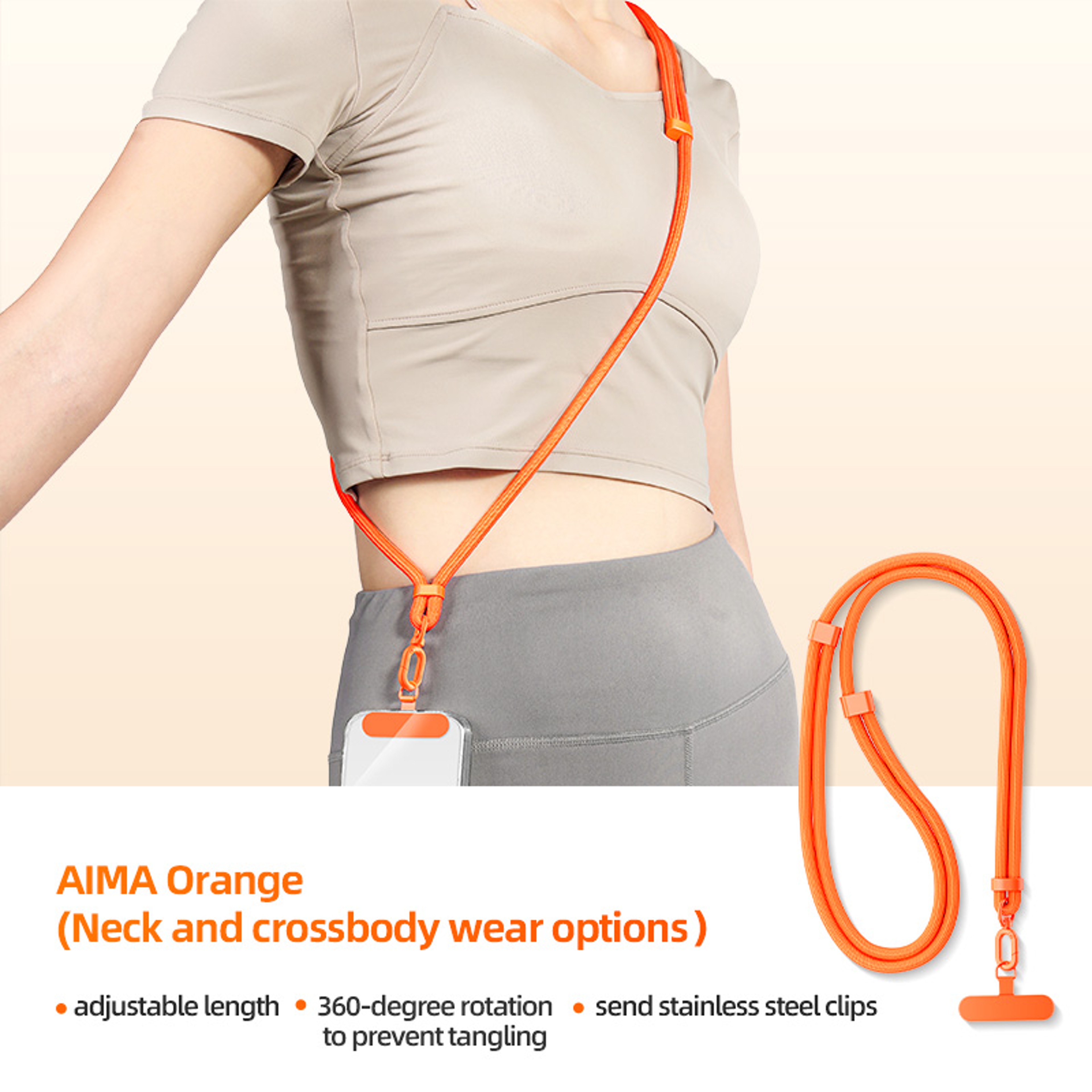 Adjustable Phone Lanyard Neck Cord, Universal Detachable Crossbody Strap with Card Clip for Mobile Phone Case, Outdoor – view 9
