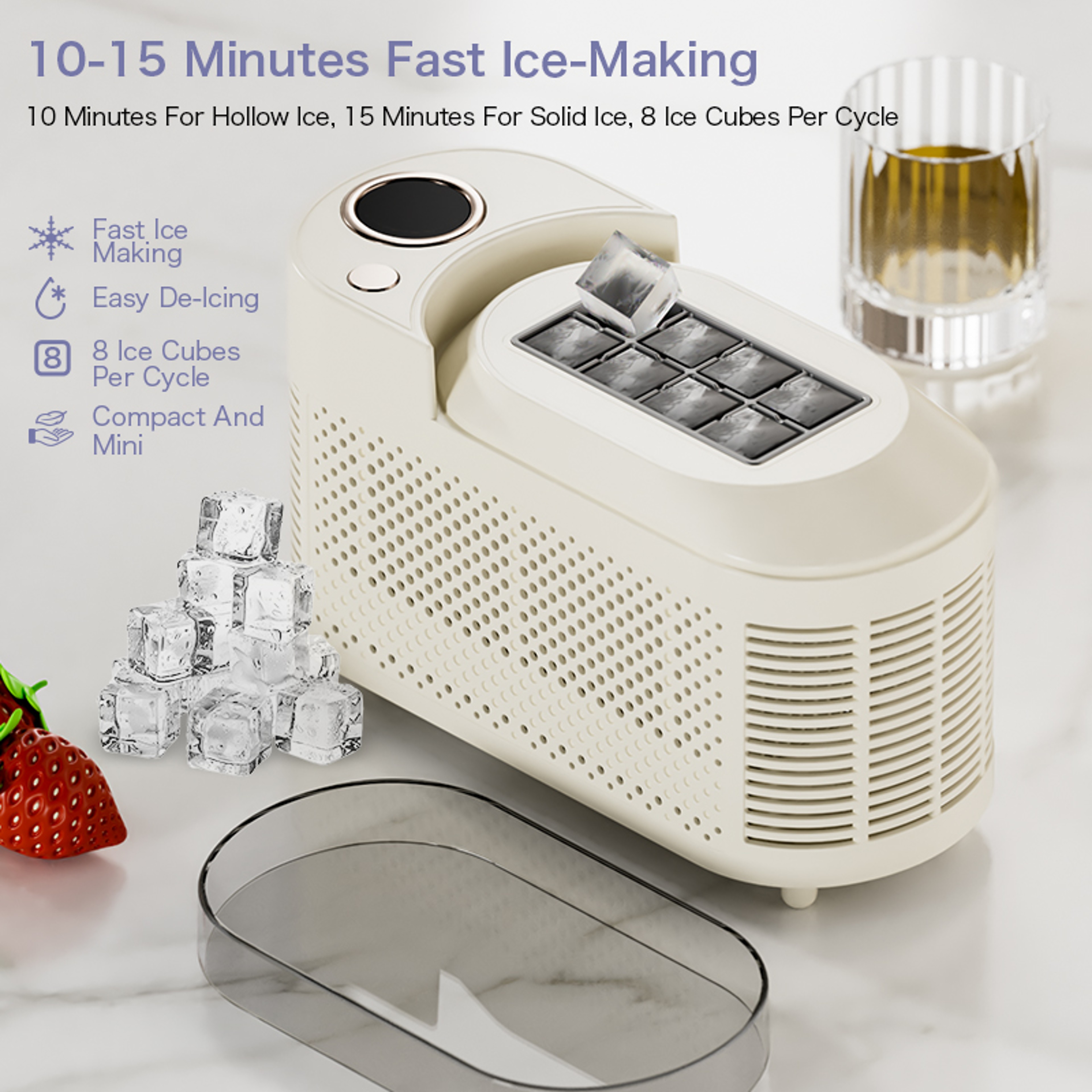 Portable Small Ice Maker Machine, Mini Automatic Cube Ice Maker for Home, Office, Dorm, Camping & Car – view 5