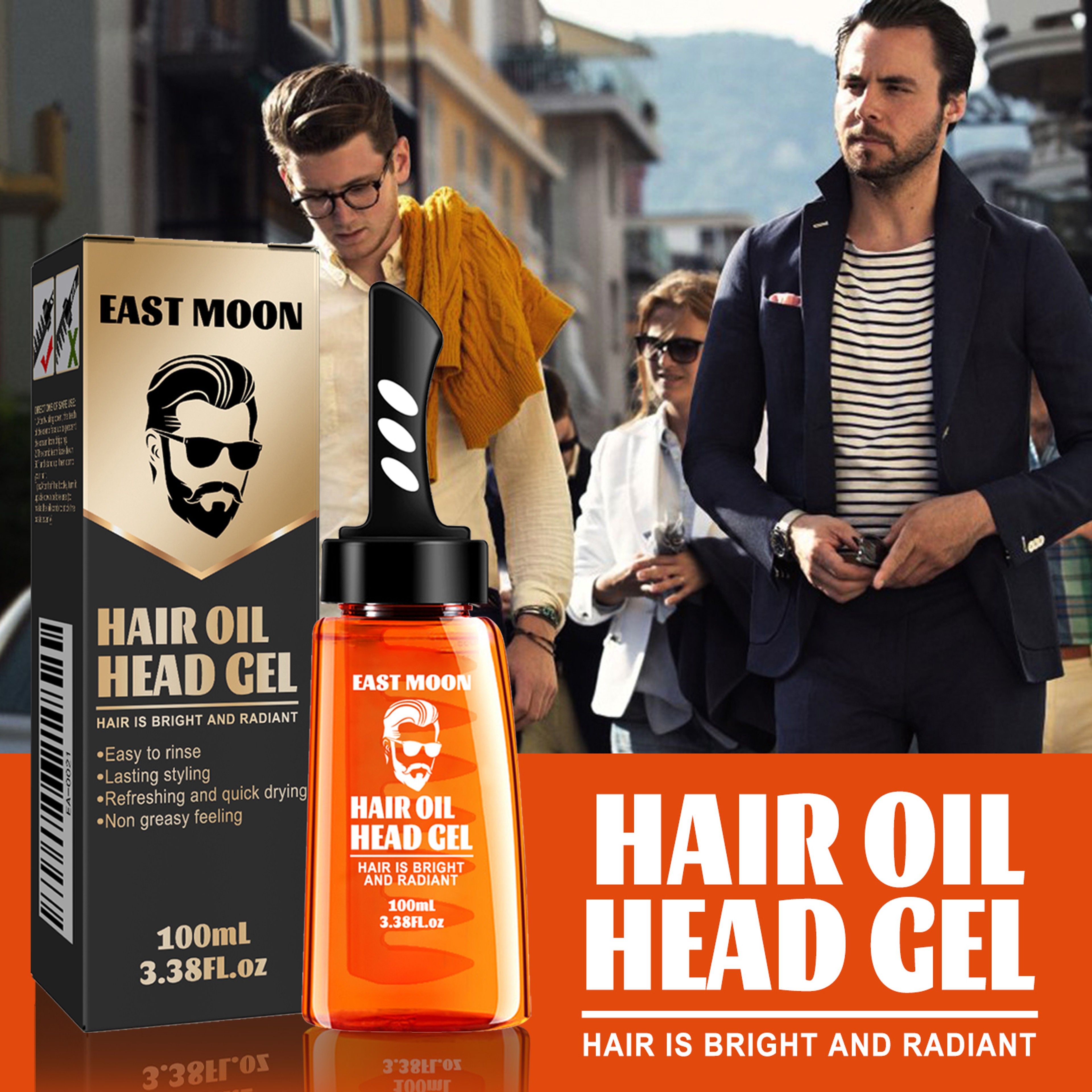 East Moon Mens Hair Wax Comb, Retro Pompadour Styling Kit with Long-Lasting Hold & Hydrating Grooming – view 2