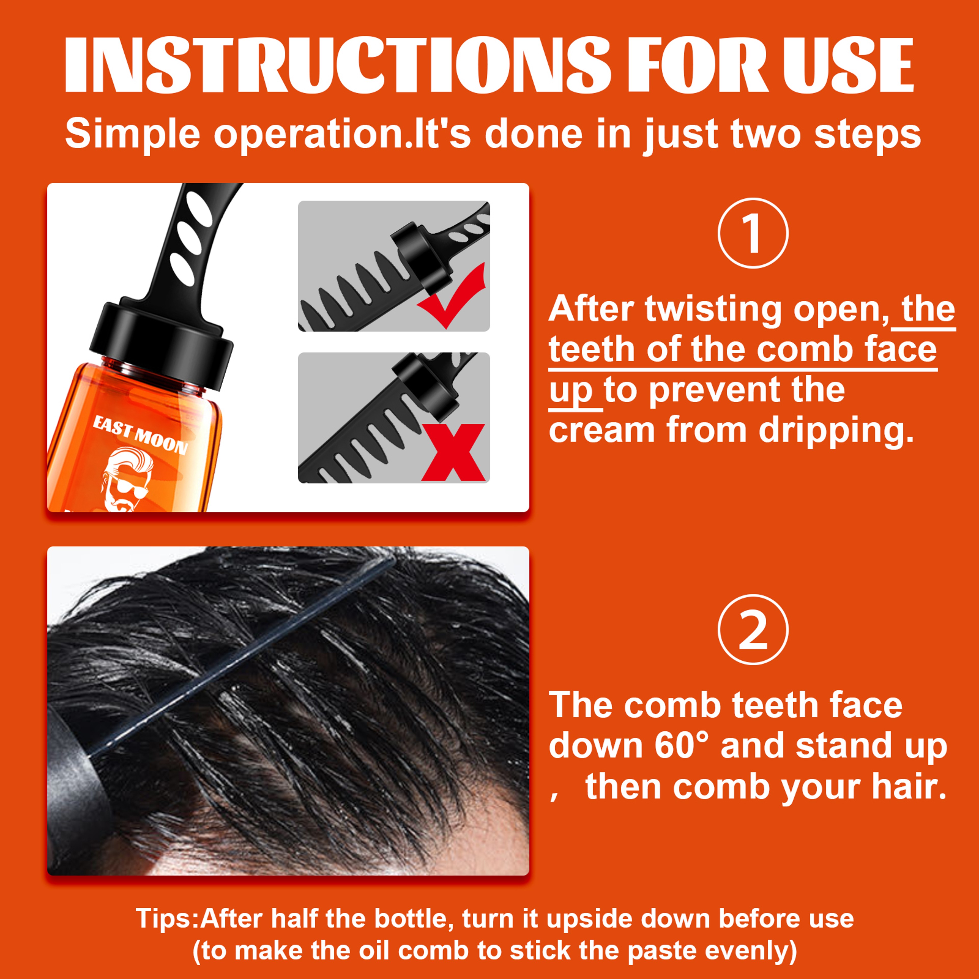 East Moon Mens Hair Wax Comb, Retro Pompadour Styling Kit with Long-Lasting Hold & Hydrating Grooming – view 4