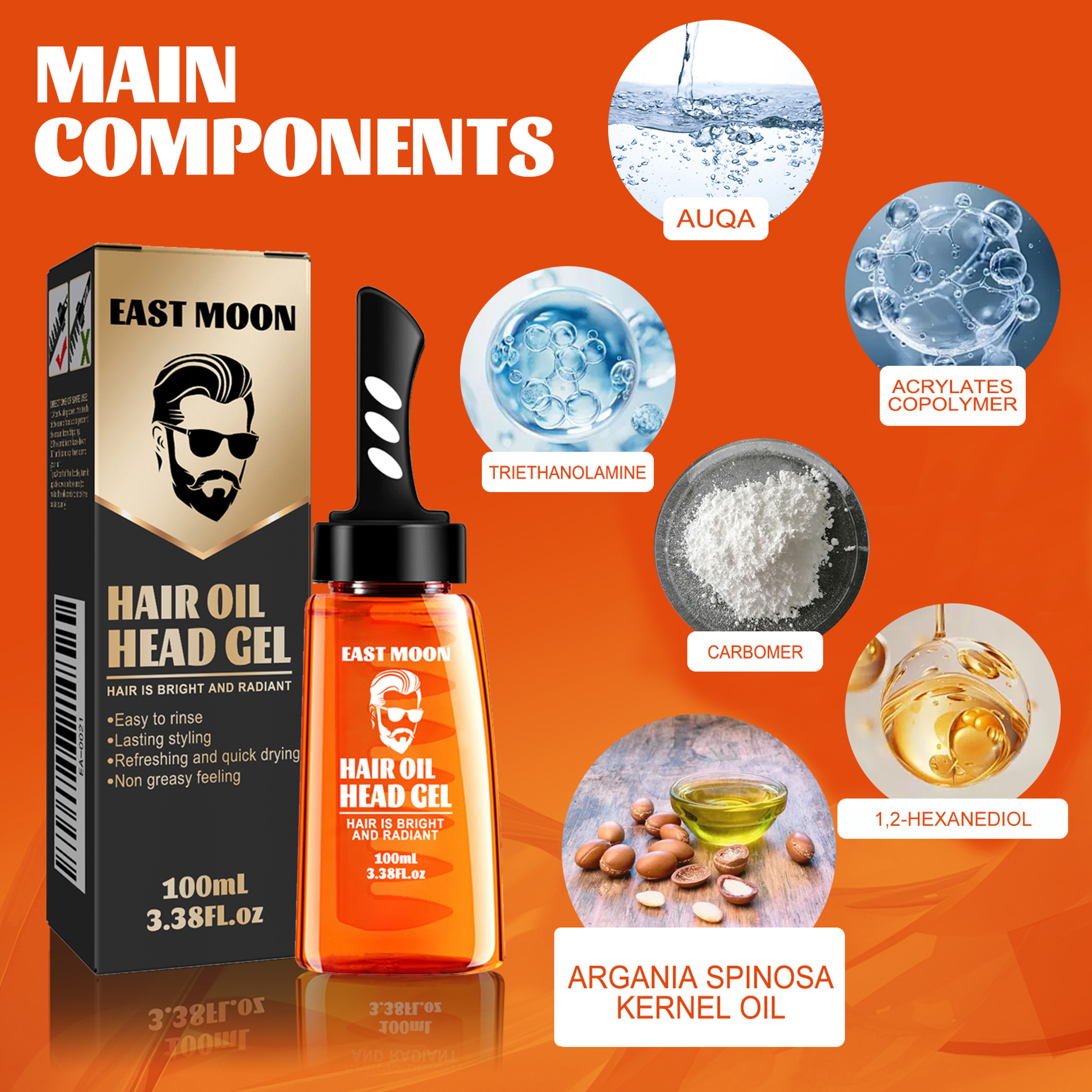 East Moon Mens Hair Wax Comb, Retro Pompadour Styling Kit with Long-Lasting Hold & Hydrating Grooming – view 6