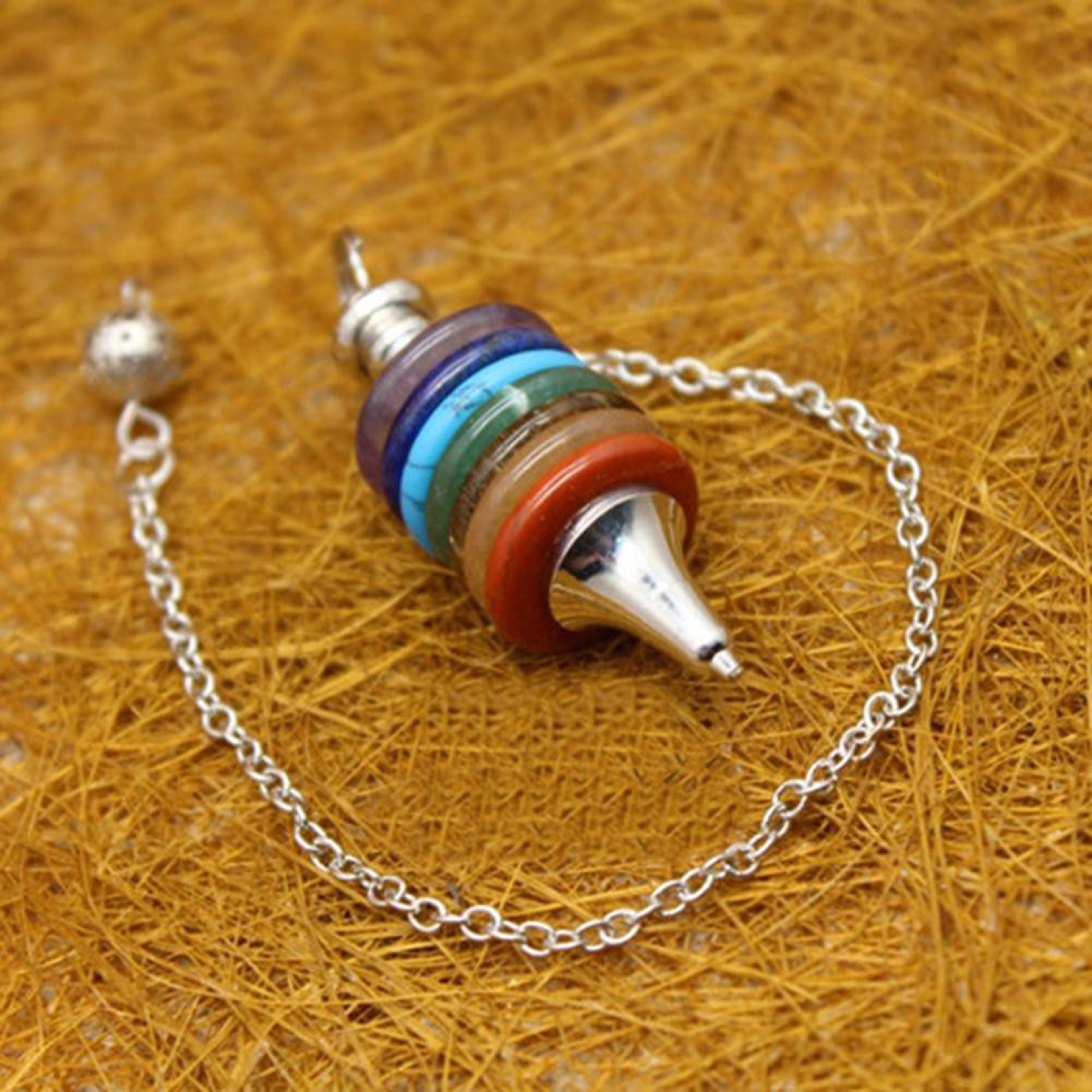 Healing 7 Chakra Pendulum, Real Natural Stone Crystals for Dowsing, Divination, and Wicca Practices, Quartz Pendulo – view 3