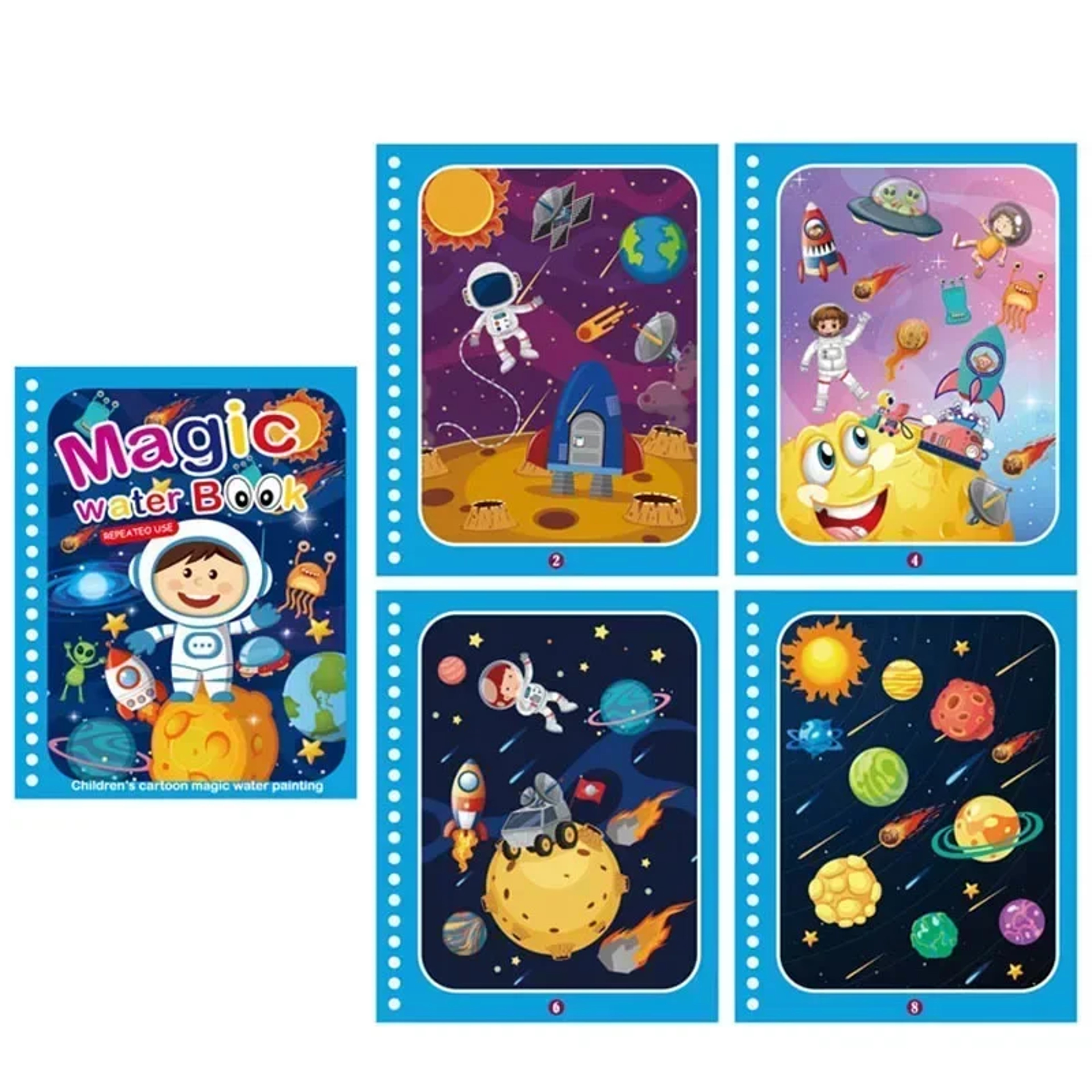 Reusable Magic Water Coloring Book for Kids DIY Sensory Drawing Toys with Water Pen, Mess Free Toddler Painting Activity – view 14