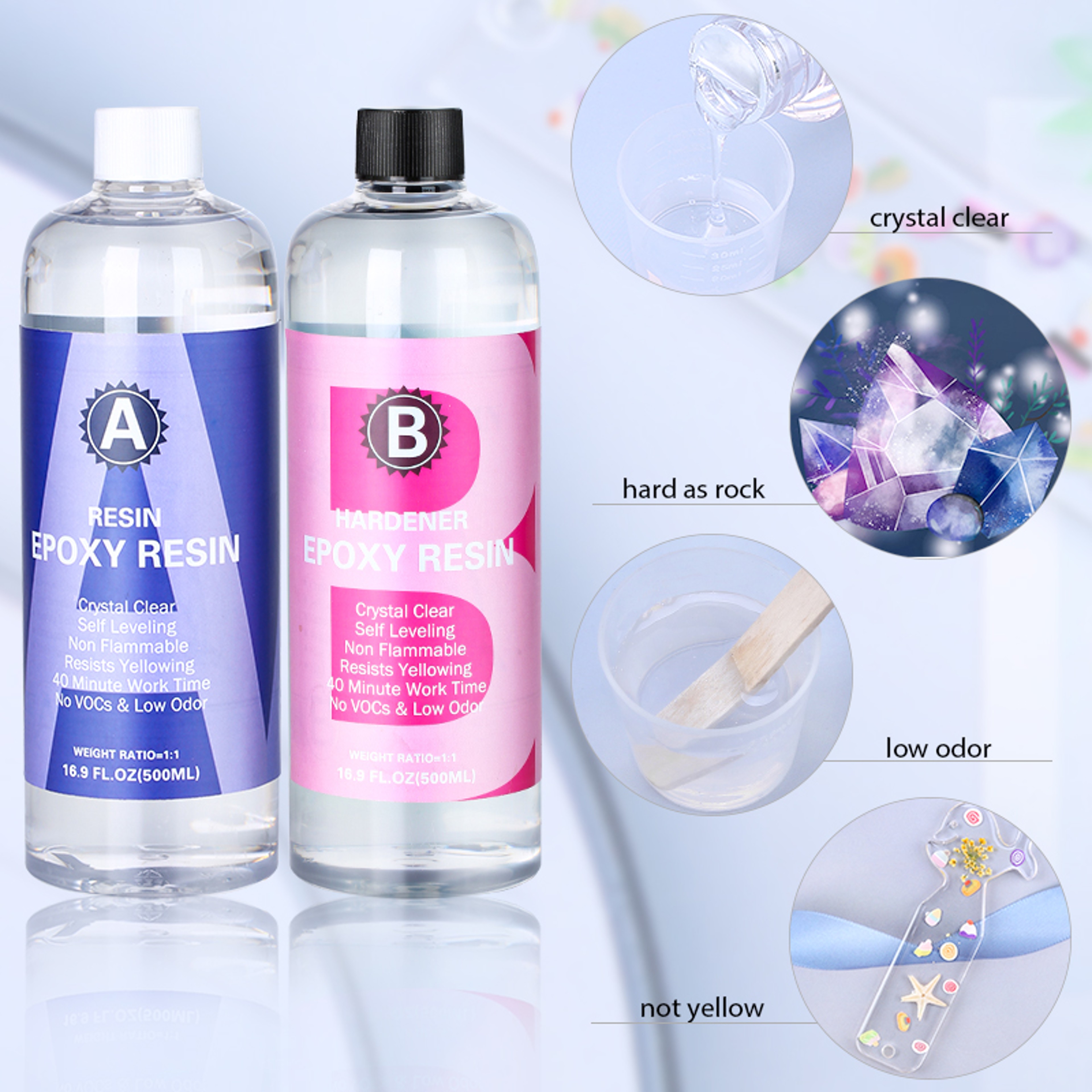 Crystal Clear Epoxy Resin Kit High Gloss Resin Supplies Bubble Free Casting Resin Coating Resin For 1