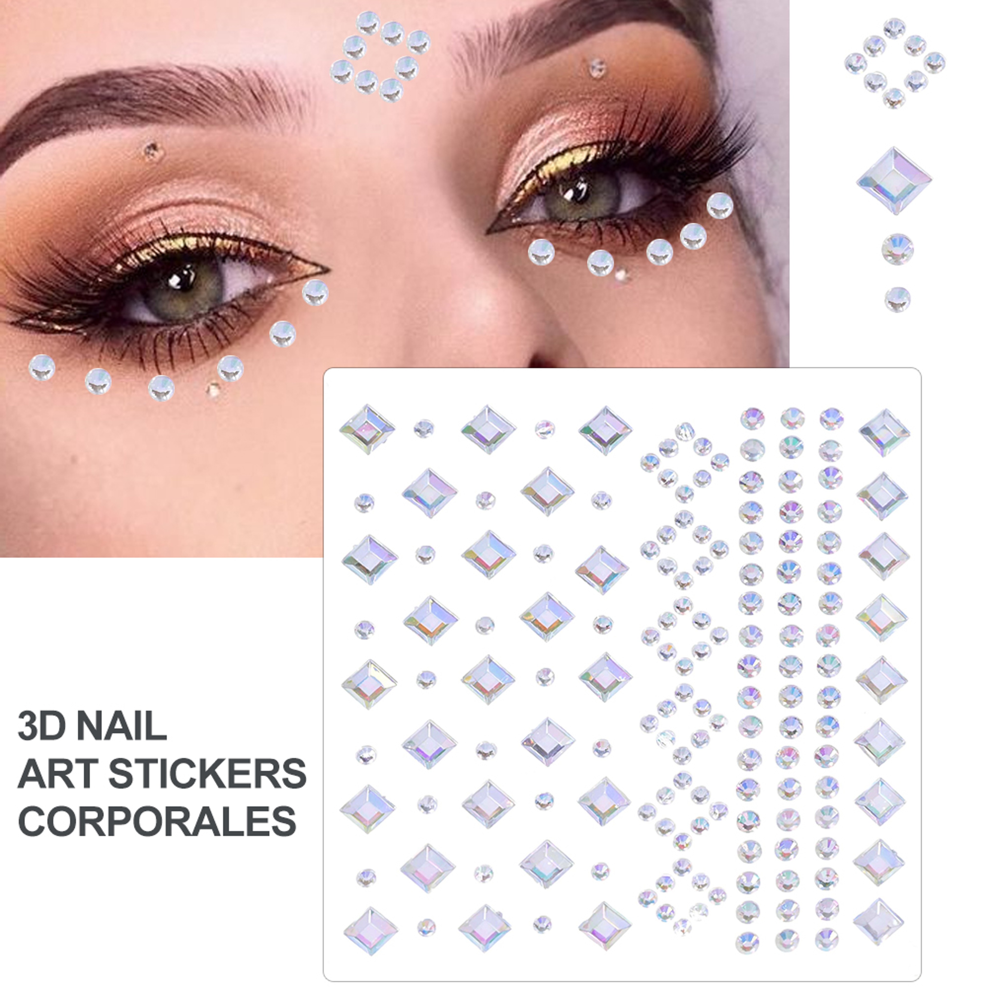 Face Pearls Stick On, Self Adhesive Pearl Stickers, Hair Rhinestones, Eyes Makeup Stickers – view 12