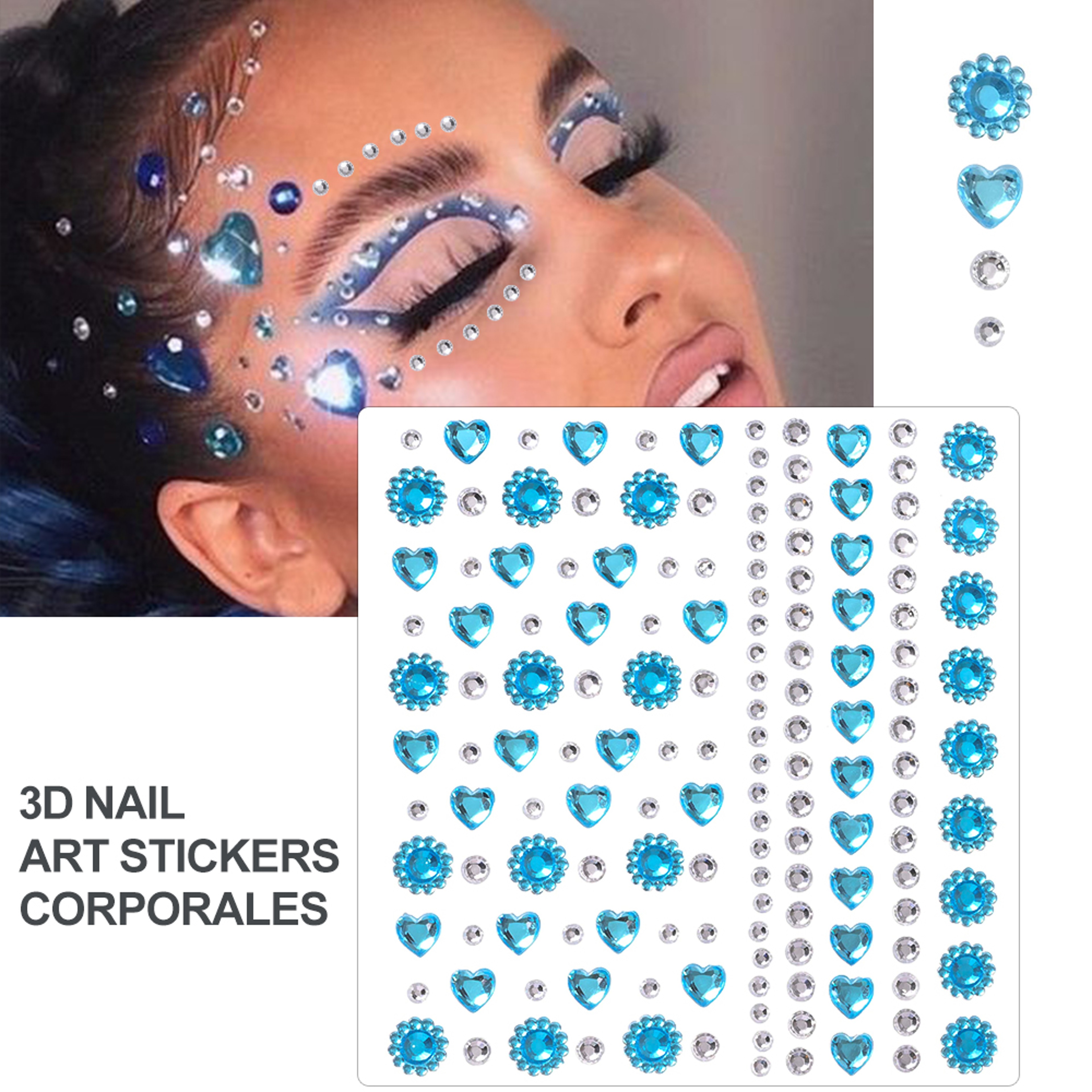 Face Pearls Stick On, Self Adhesive Pearl Stickers, Hair Rhinestones, Eyes Makeup Stickers – view 16