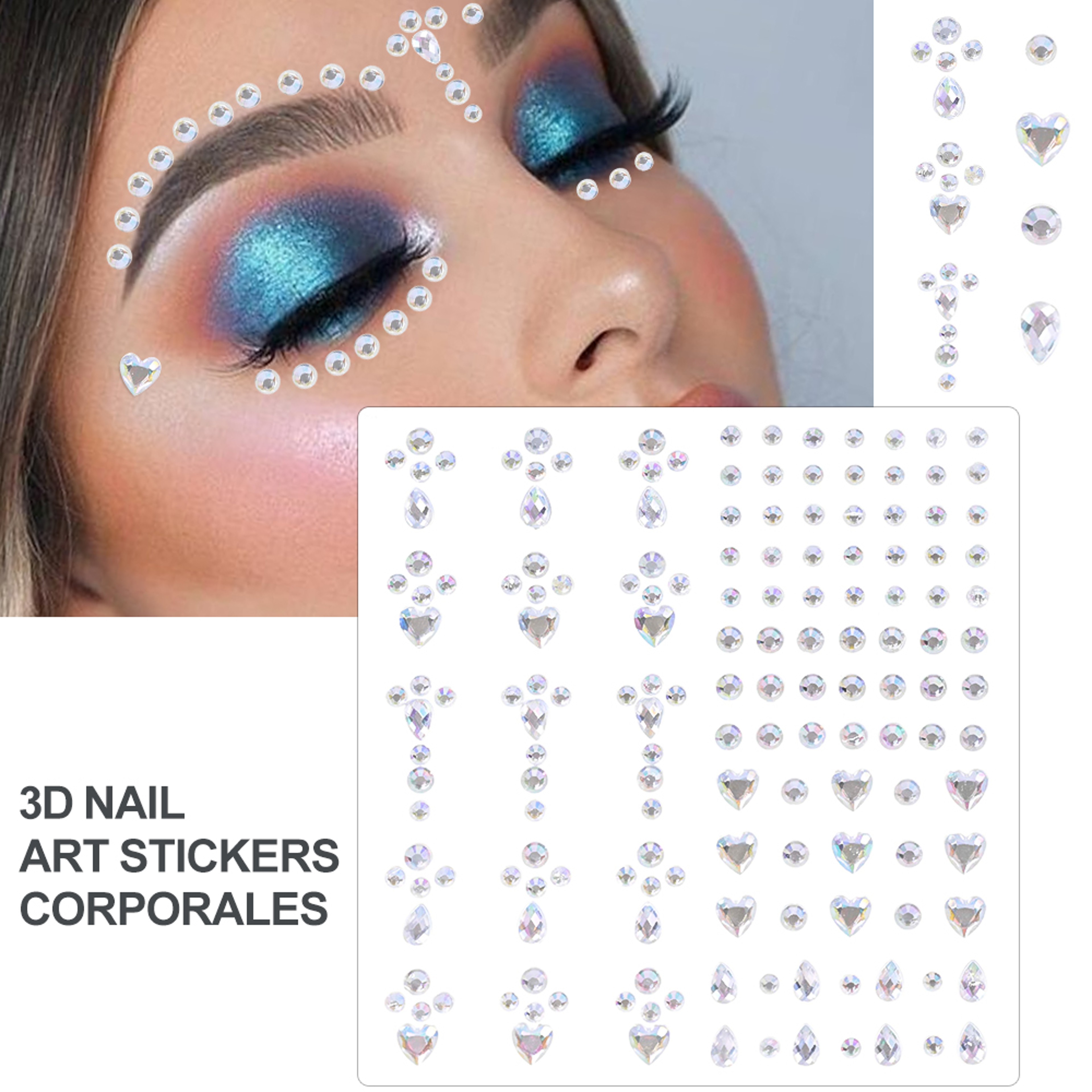 Face Pearls Stick On, Self Adhesive Pearl Stickers, Hair Rhinestones, Eyes Makeup Stickers – view 29