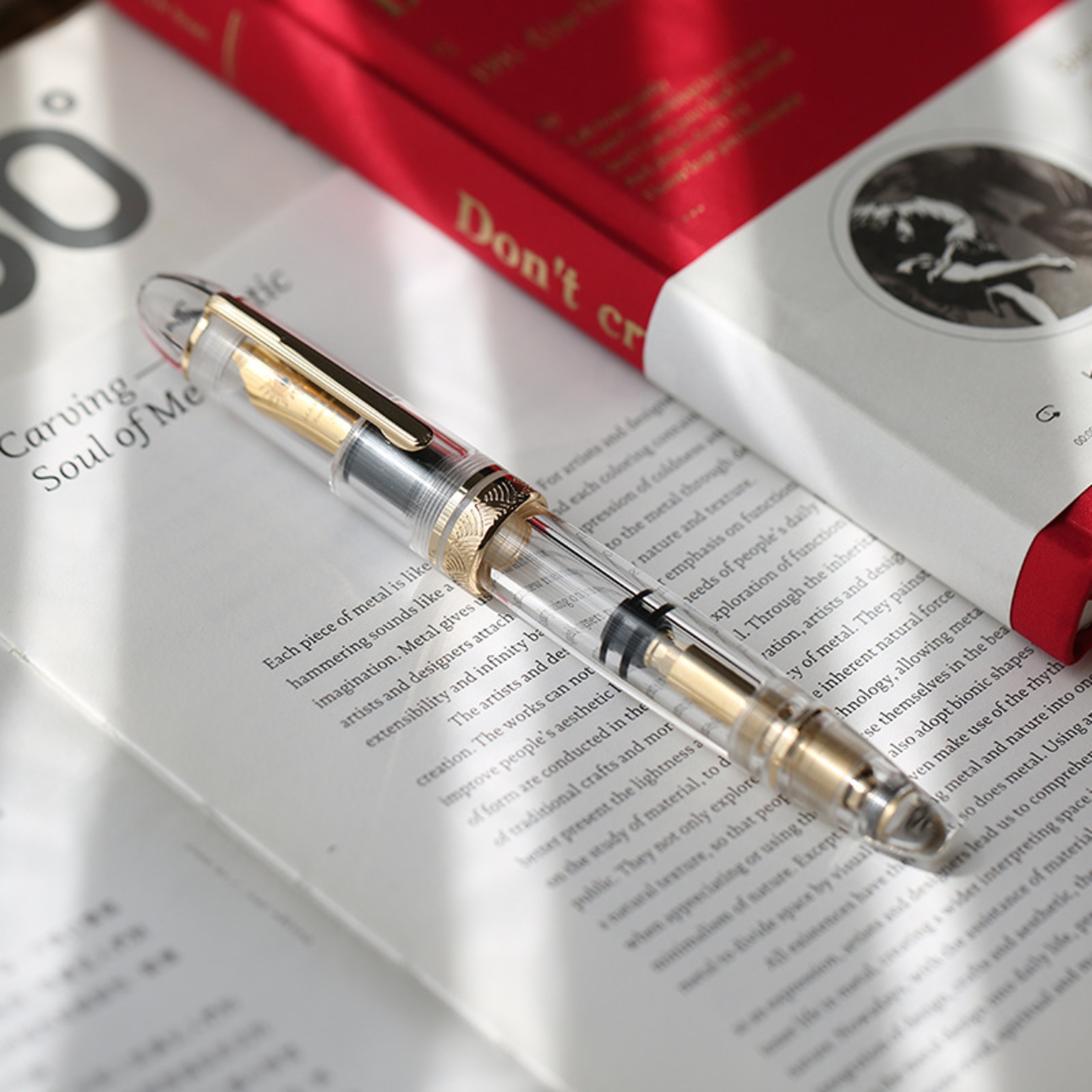 MAJOHN P140 Transparent Demonstration Pen, No. 8 Piston Ink Absorption, 40 Pen Tip, Hard Rubber Tongue – view 3