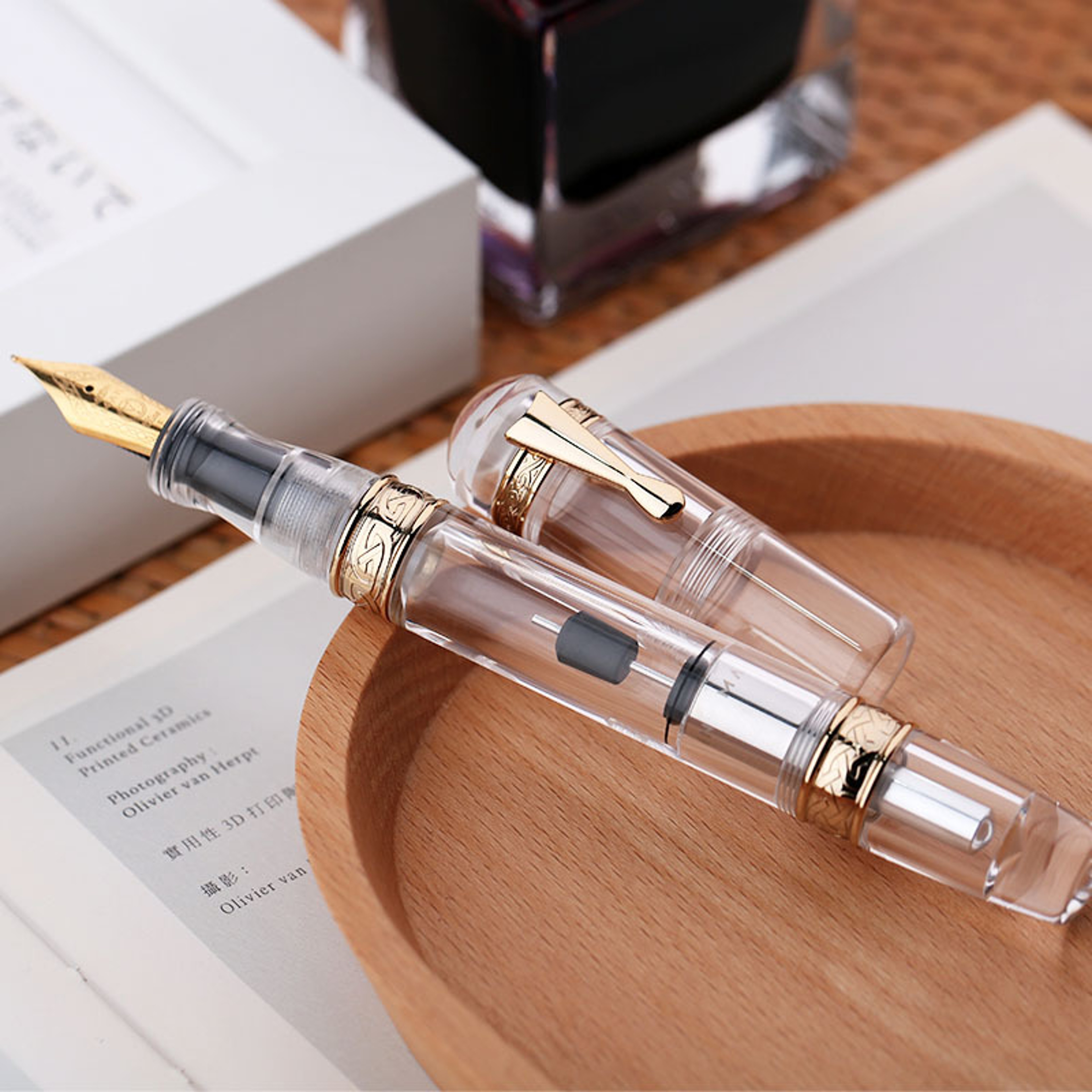 C5 MAJOHN Transparent Leak Proof Pen Holder Large Capacity Ink Storage Adult Student Writing Practi 0