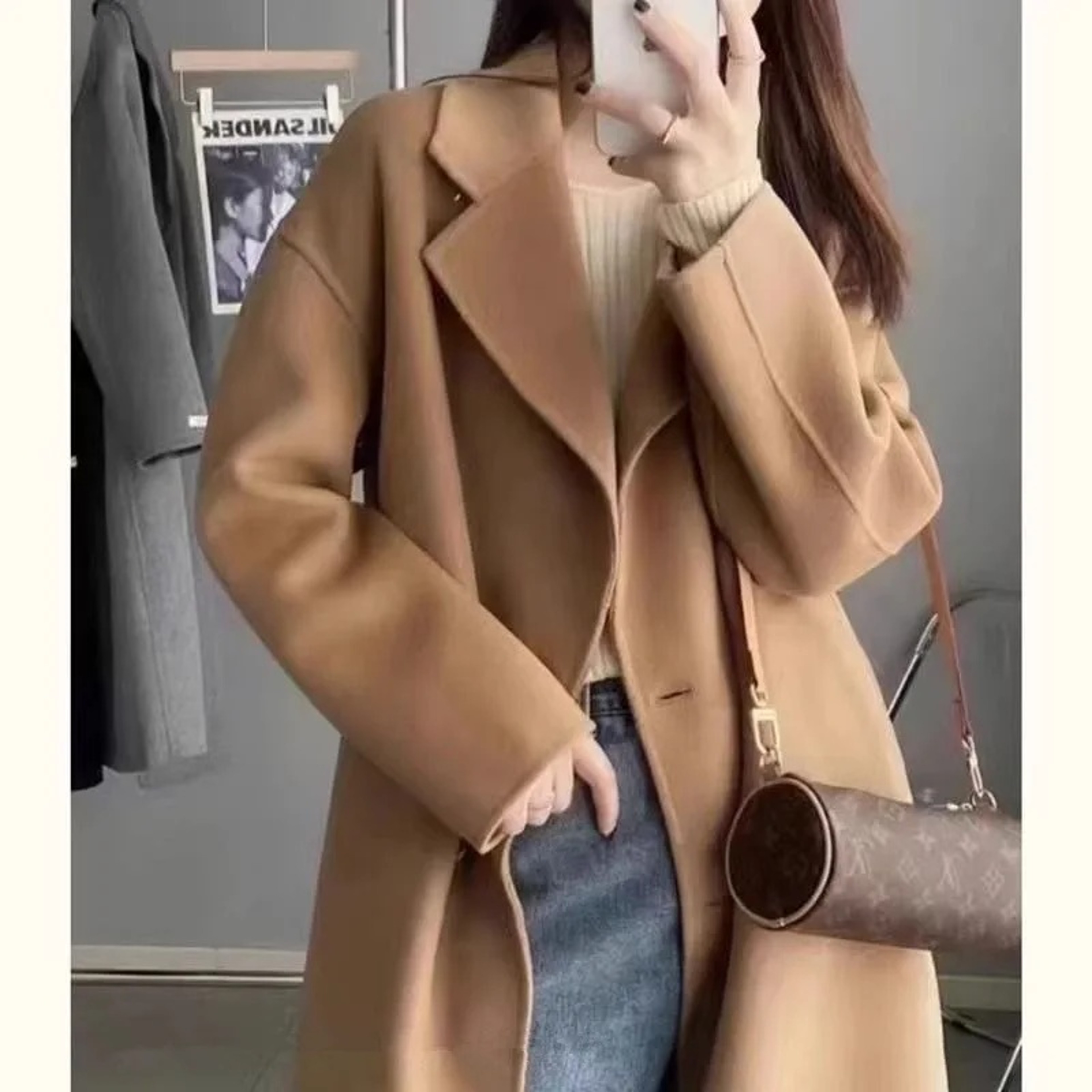 New Autumn Winter Korean Style Coat, Women's Thickened Woolen Jacket, Trendy Mid Length Hot Sale – view 7