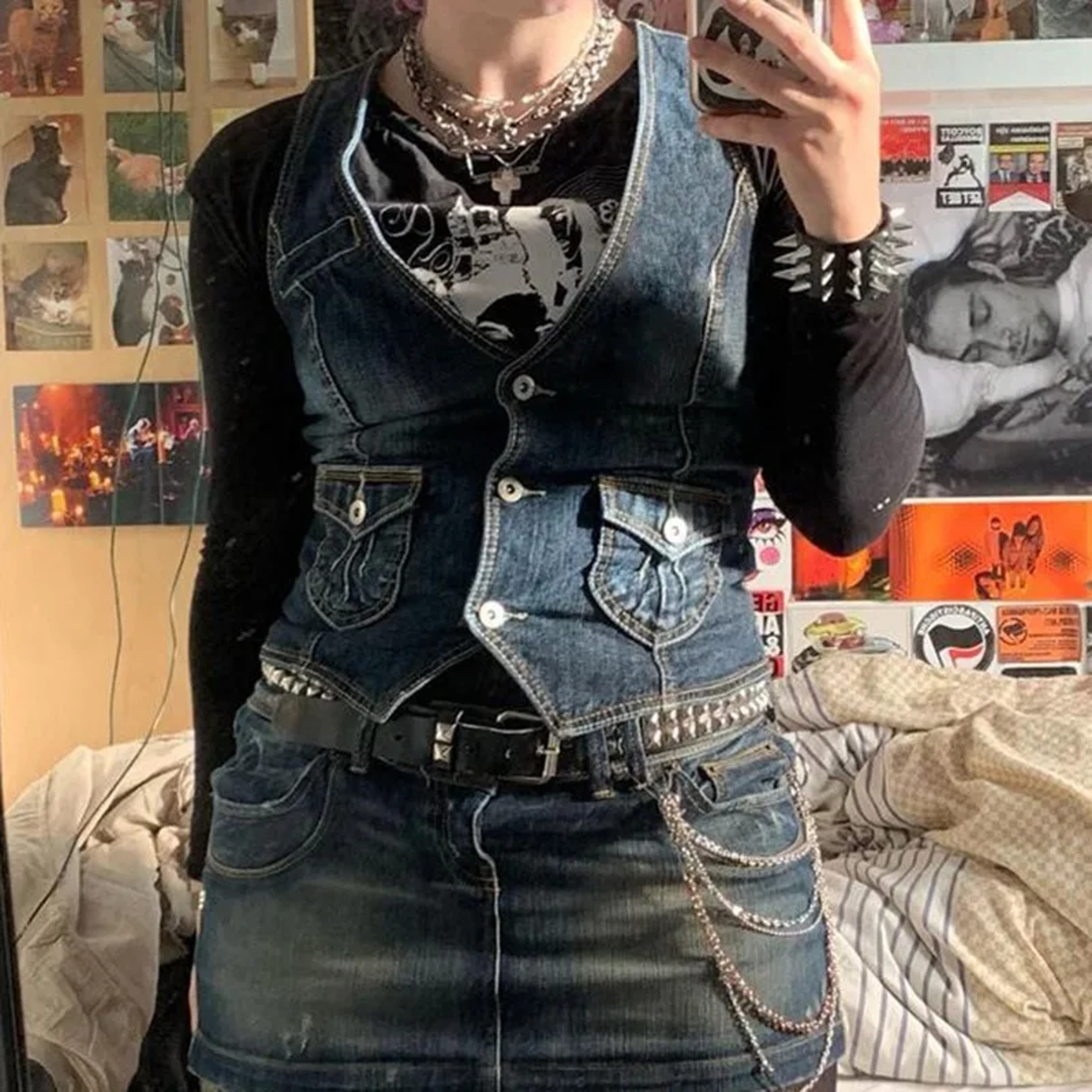 Slim Fit Women's Denim Vest, Dense Fabric, European American Style, Silhouette Smoothing – view 3