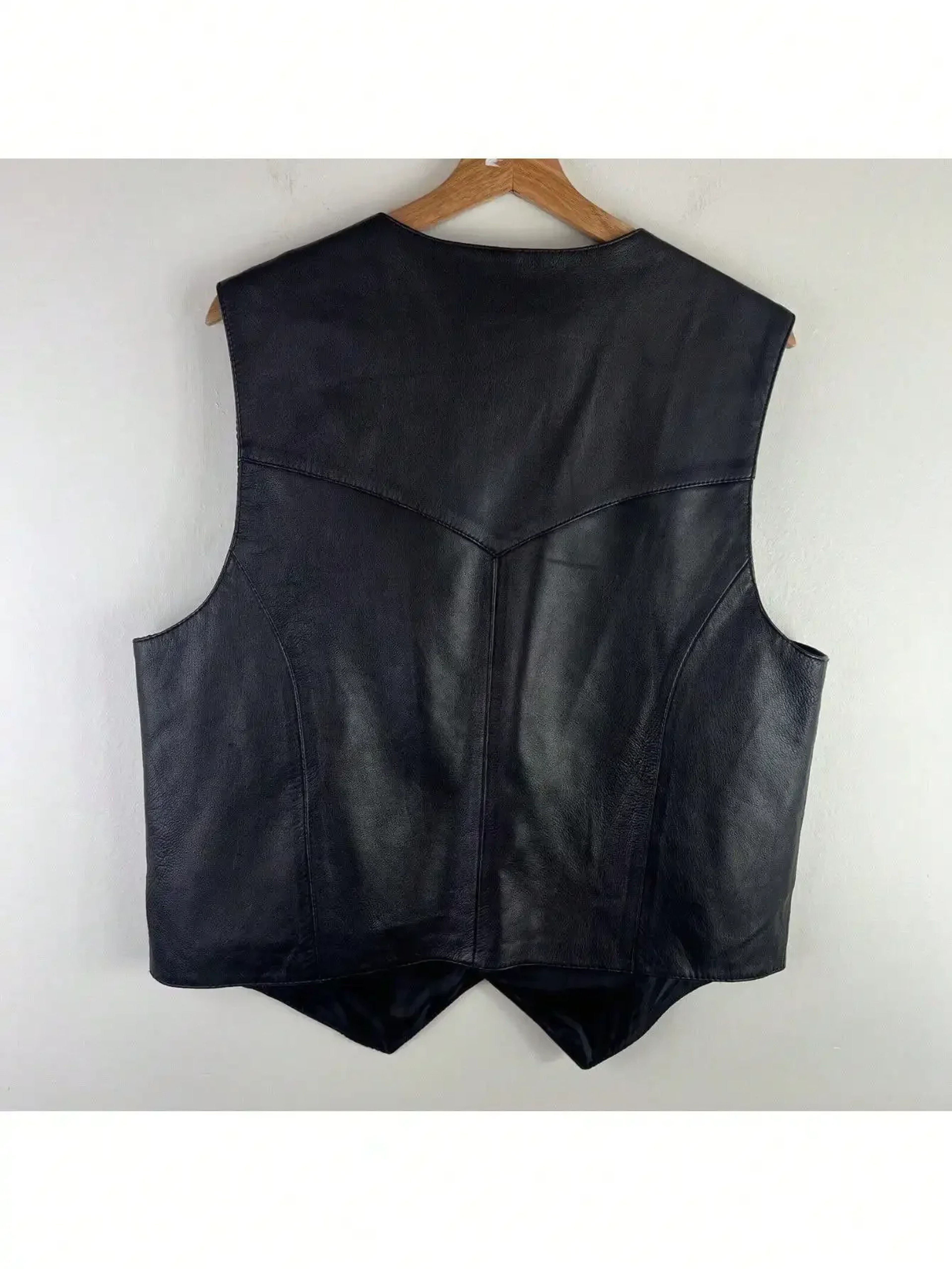 Men's Soft Synthetic Leather Vest, Western Snap Front, Biker Vest, Informal Holiday Attire, Mens Gift – view 3