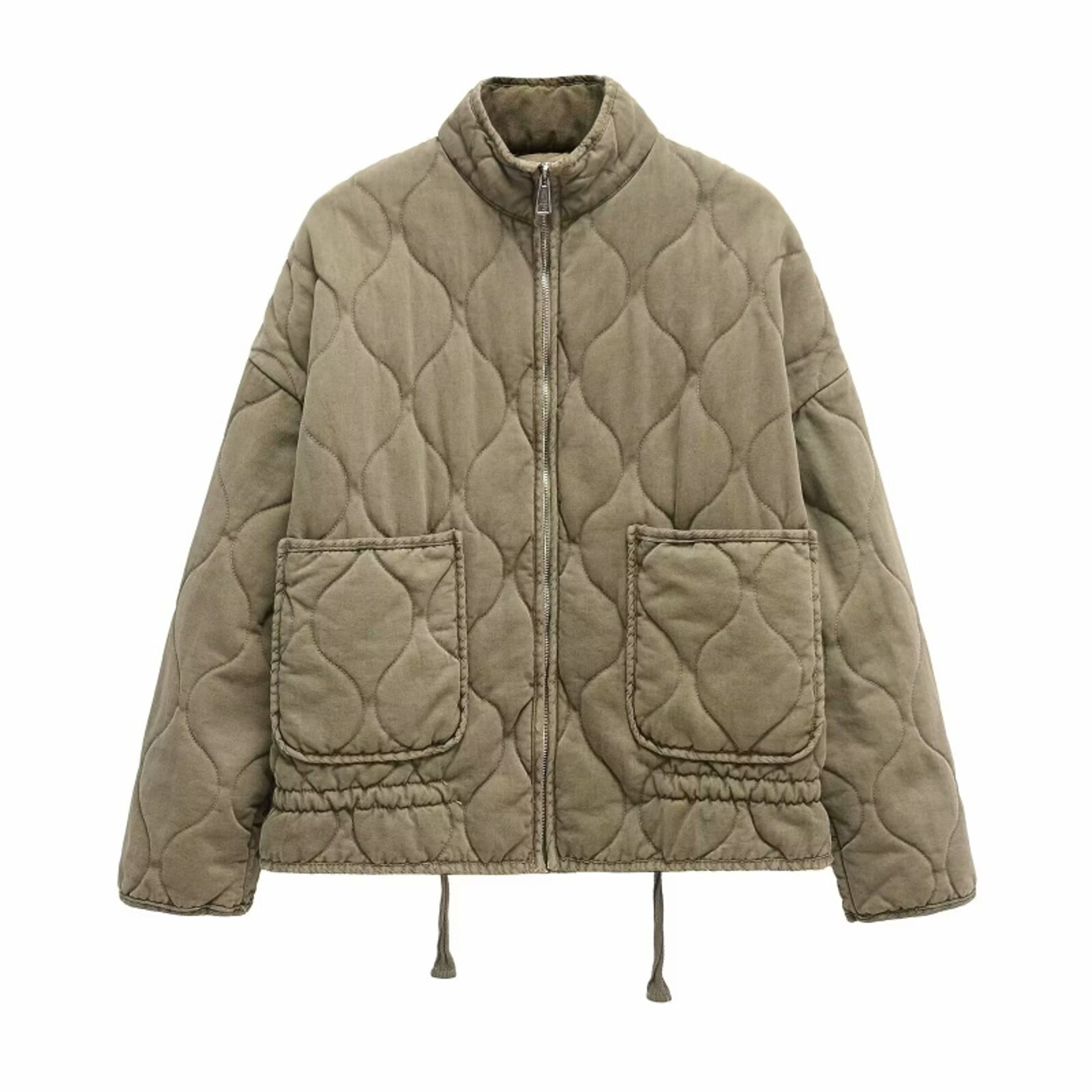 Vintage Quilted Coat For Women 2025 New Arrival Lenzing Rayon High Collar Large Pocket Decorative C 2