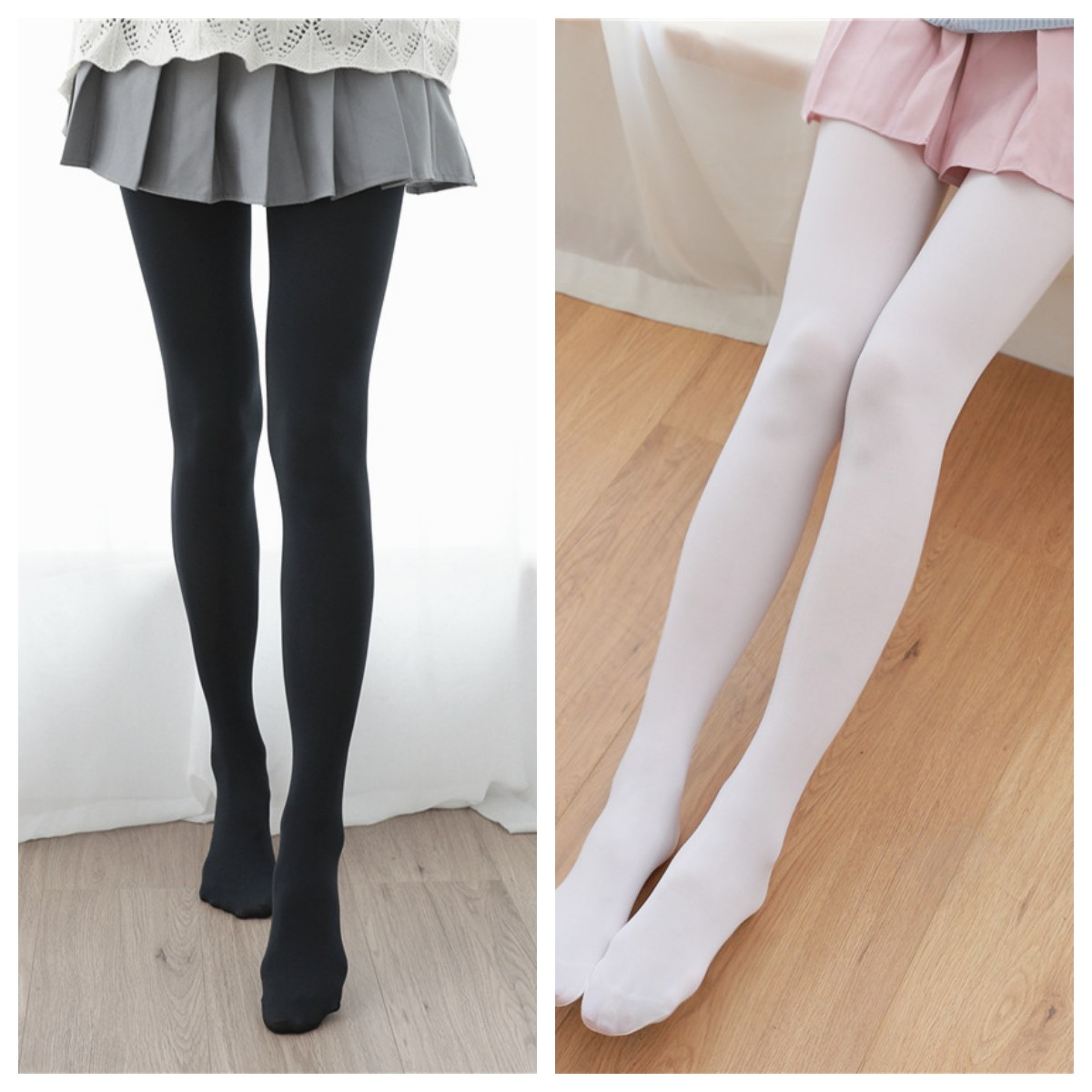Velvet Winter Tights for Women, Opaque Black Pantyhose, Girls White Dance Tights, Lolita Stockings – view 10