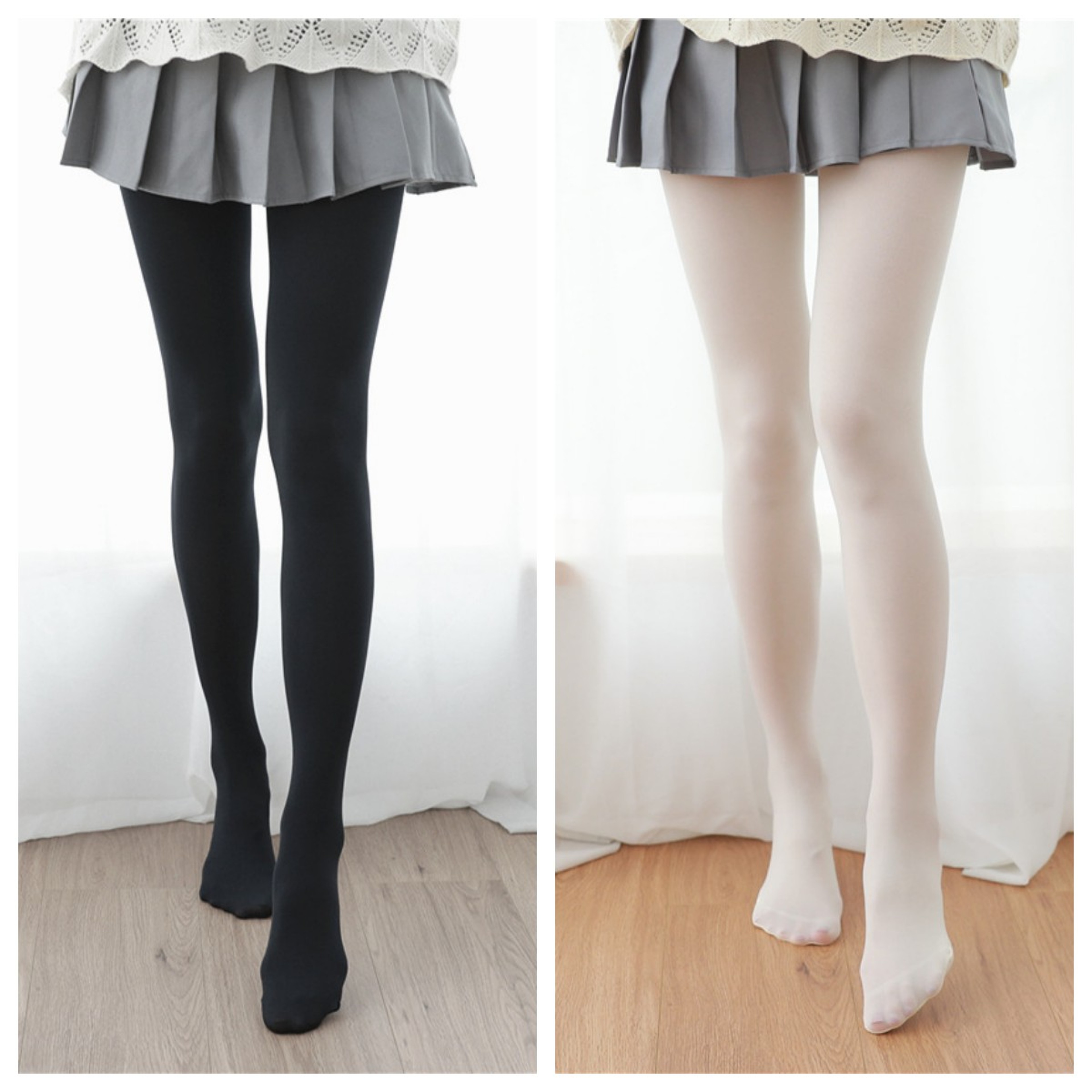 Velvet Winter Tights for Women, Opaque Black Pantyhose, Girls White Dance Tights, Lolita Stockings – view 11
