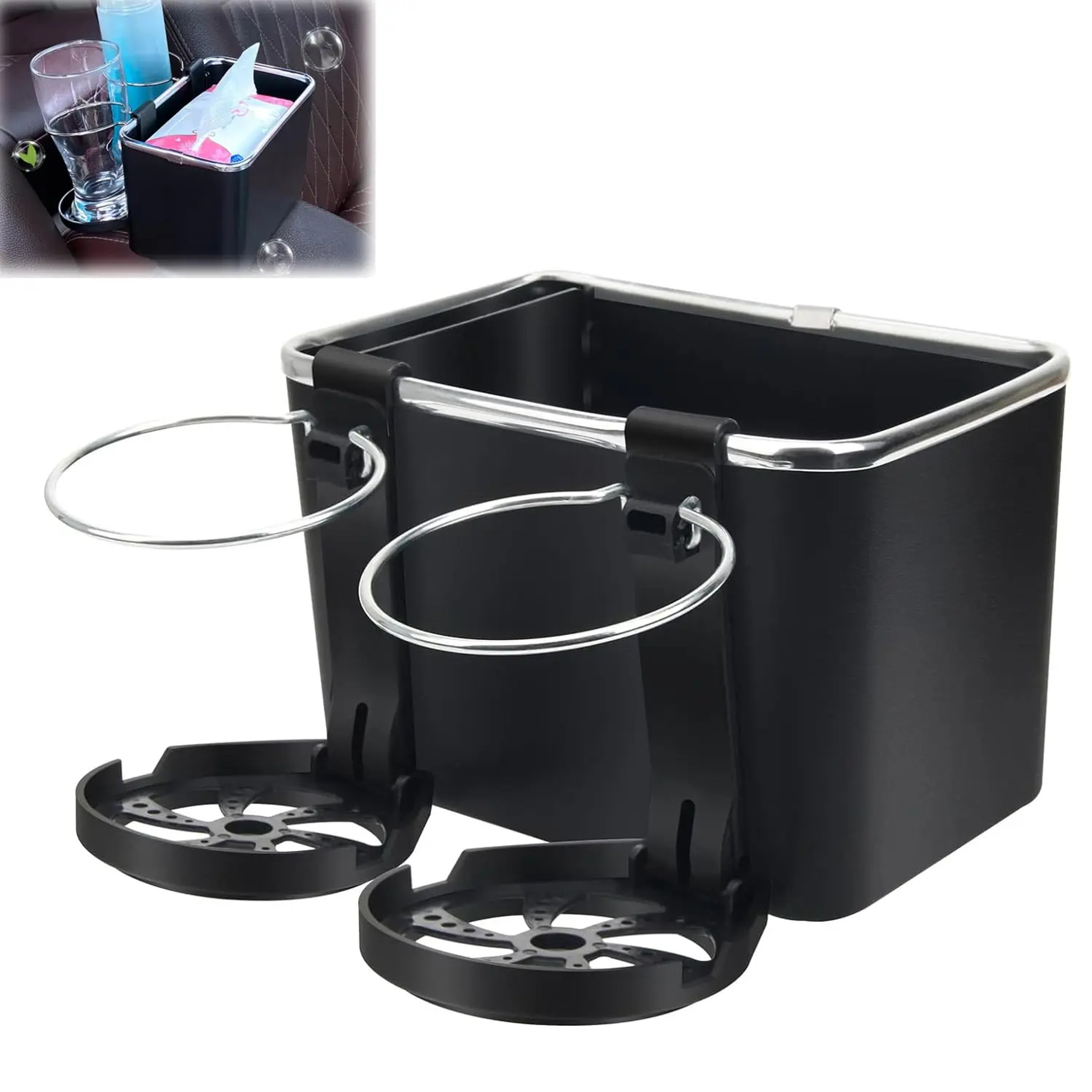 Car Armrest Organizer, Multi Function Storage Box with Phone Holder, Cup and Tissue Holder, Car Stowing Tidying Accessor – view 8