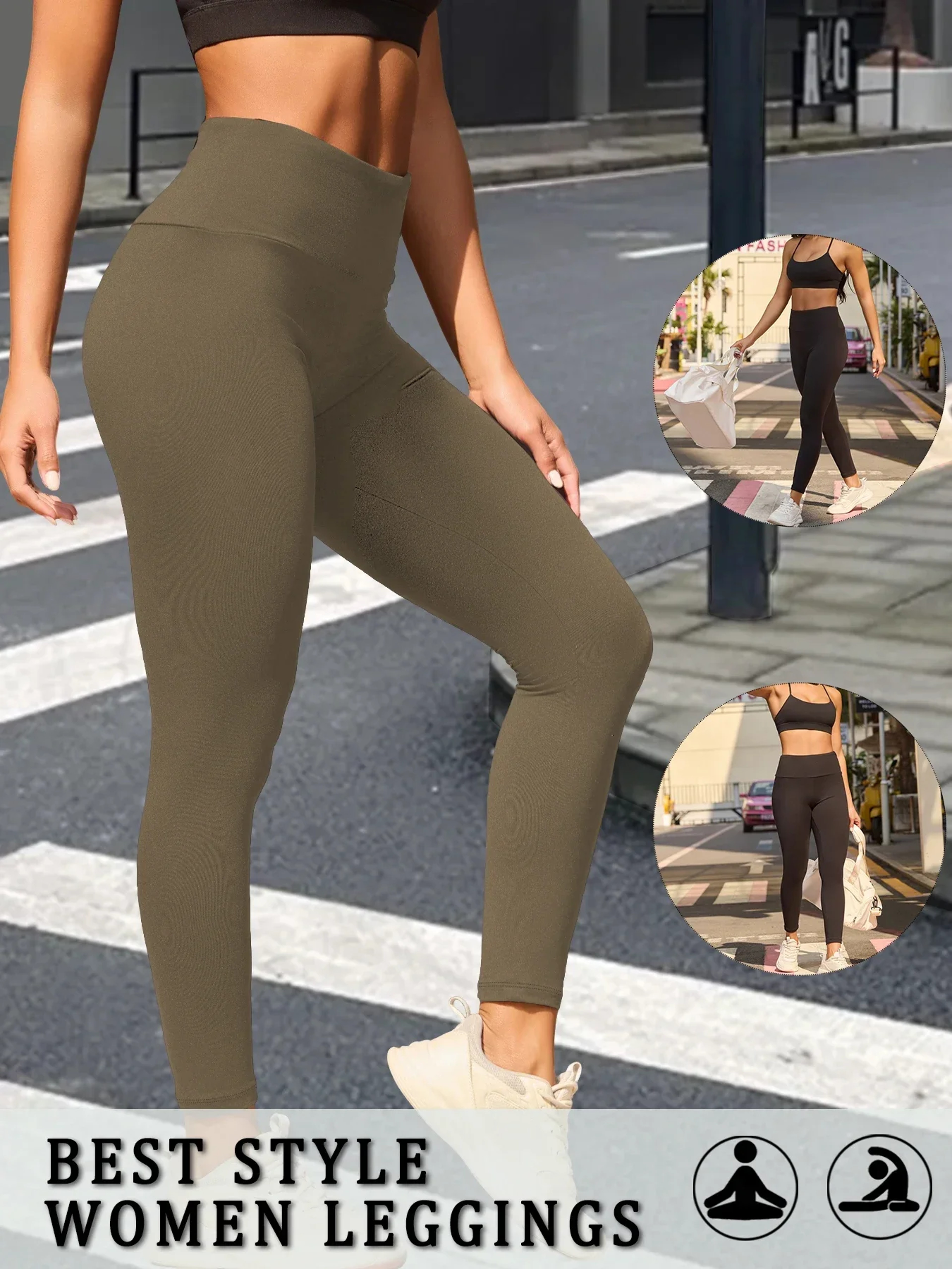High Waisted Tummy Control Leggings for Women, Super Soft, No See Through, Workout Yoga Running Athletic Push Up Gym Fit – view 6
