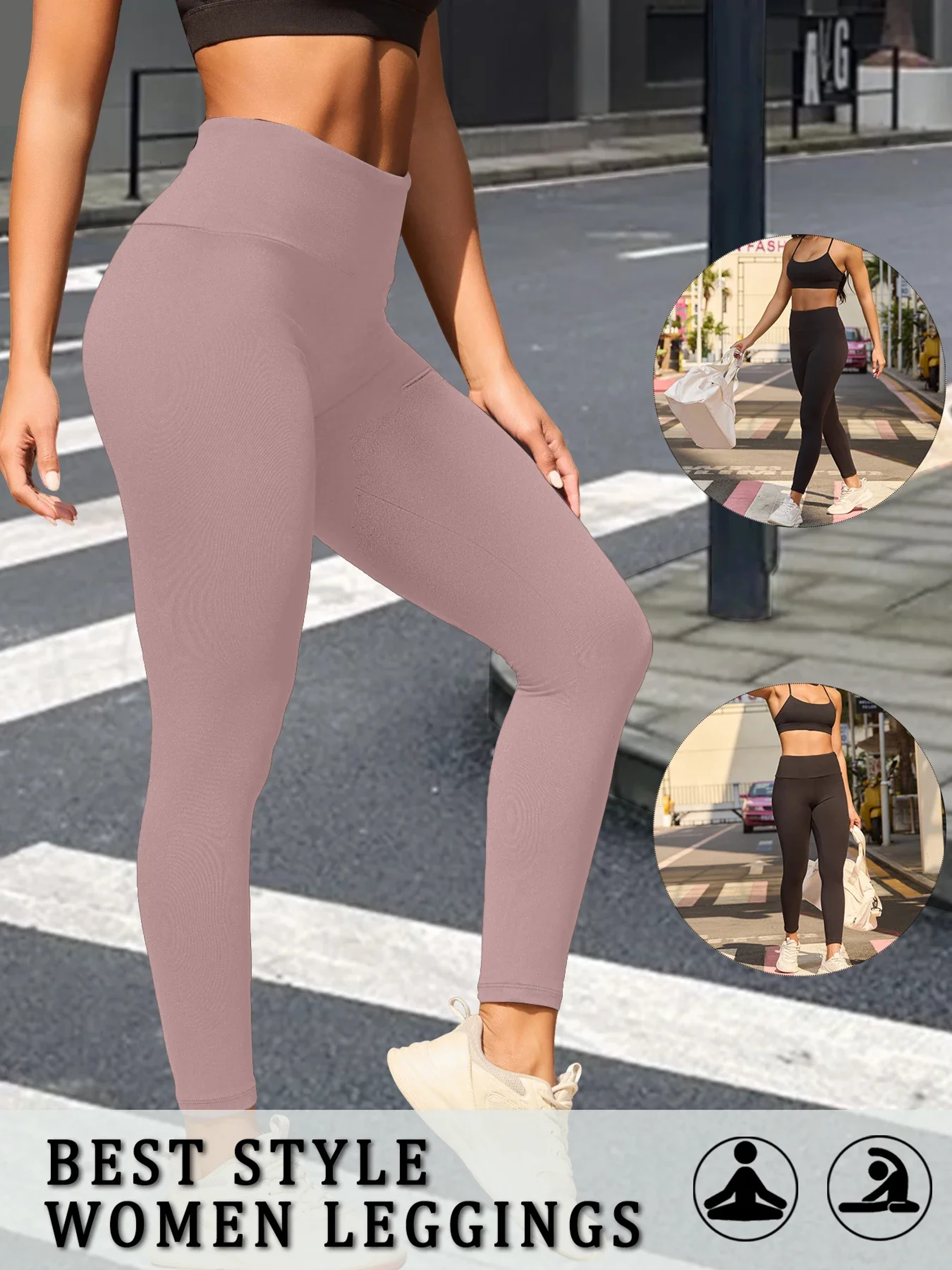 High Waisted Tummy Control Leggings for Women, Super Soft, No See Through, Workout Yoga Running Athletic Push Up Gym Fit – view 12