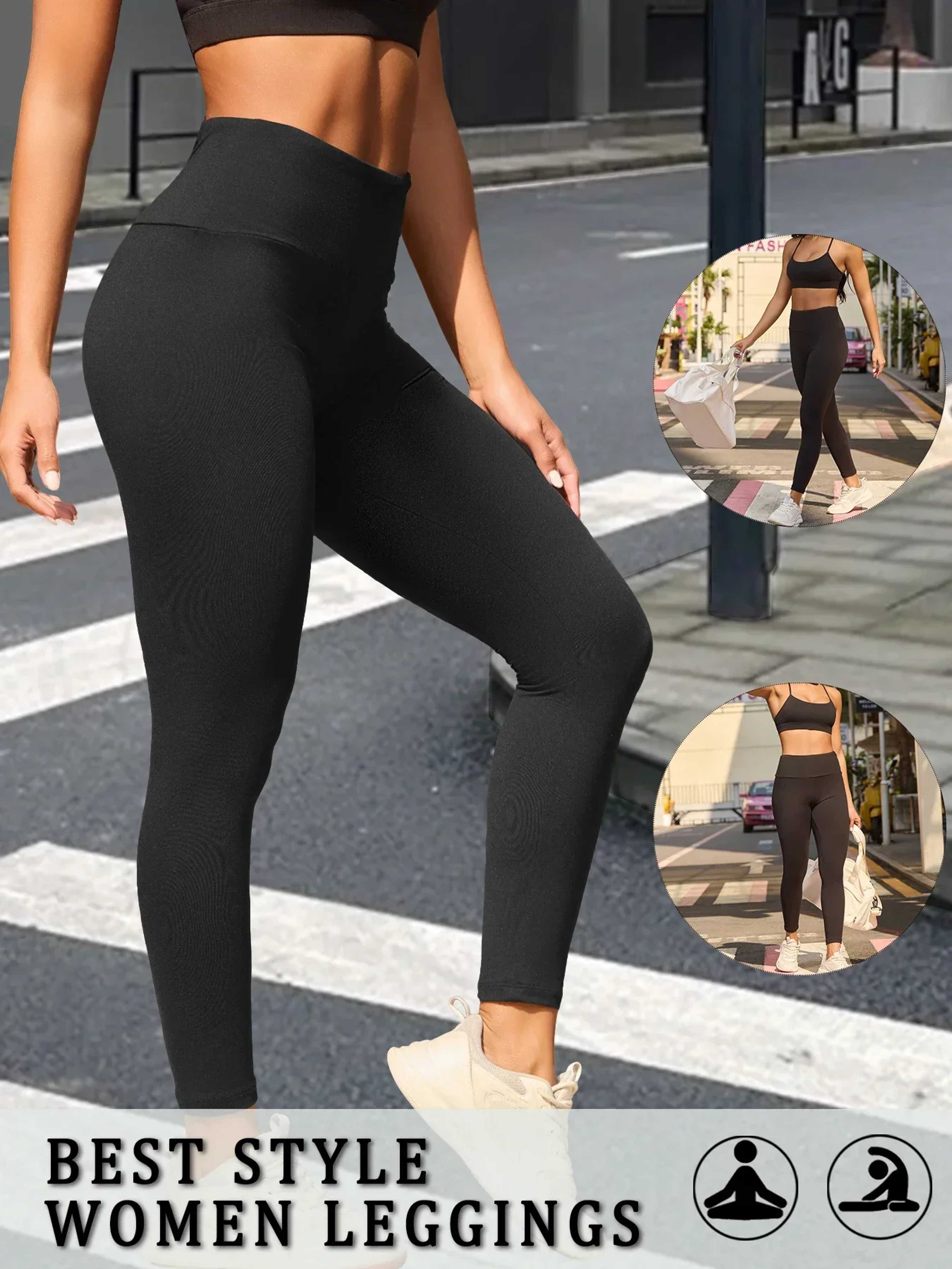 High Waisted Tummy Control Leggings for Women, Super Soft, No See Through, Workout Yoga Running Athletic Push Up Gym Fit – view 15