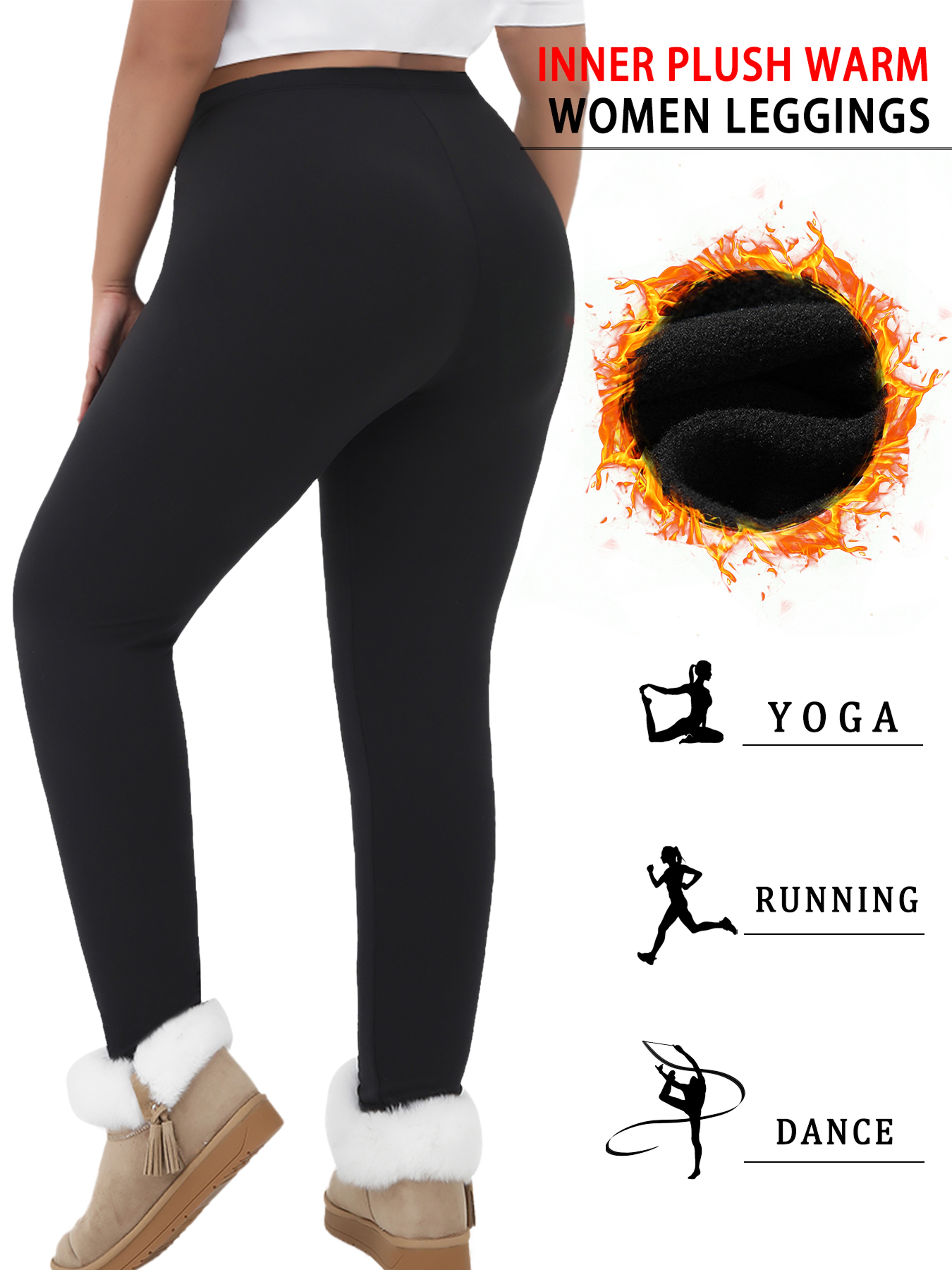 Thermal Warm Pants For Cold Winter Running, Plus Size Super Soft Fleece Lined Leggings Women, Workout Yoga Running – view 2