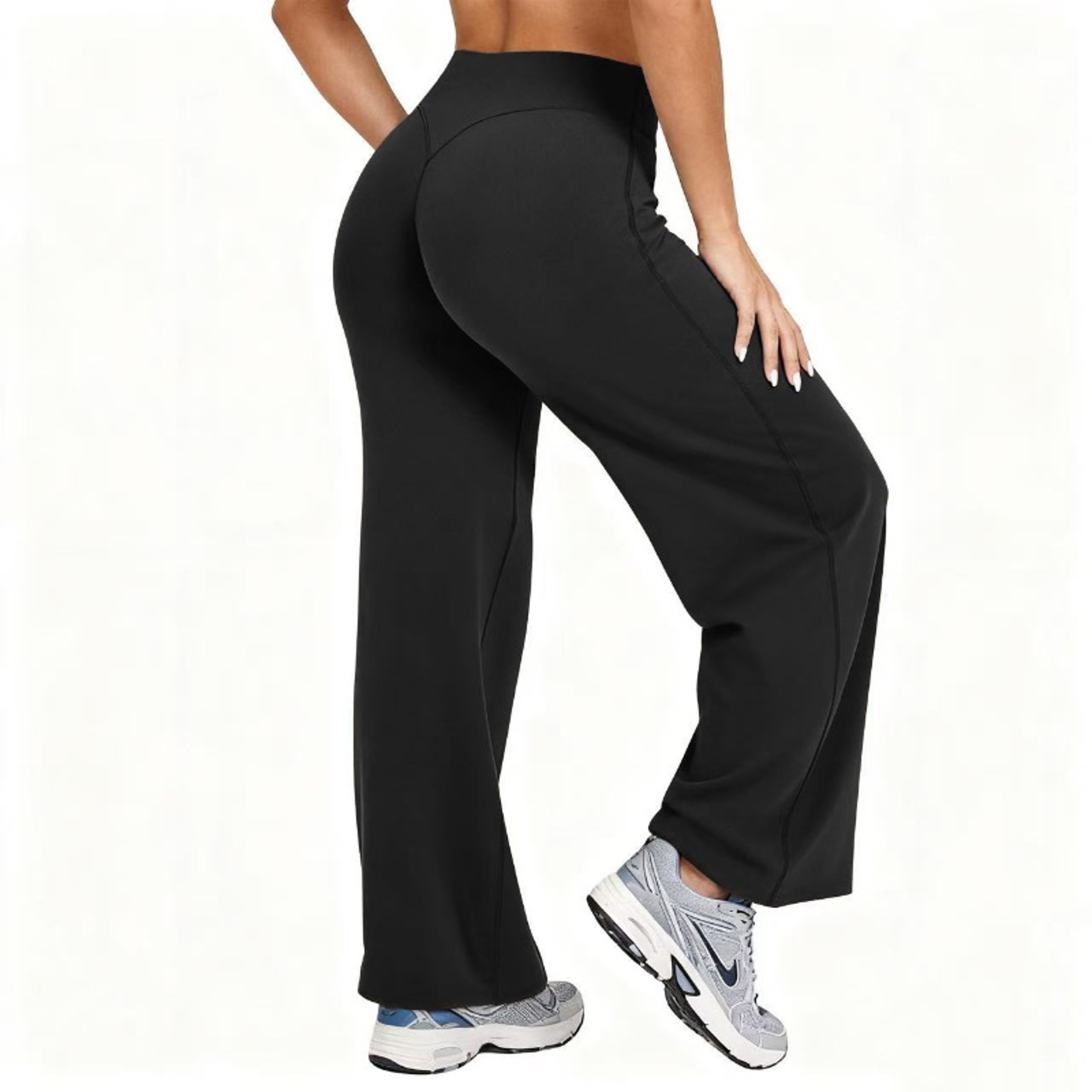 Plus Size Yoga Pants, High Waist Wide Leg, Naked Feel Stretchy Leggings, Solid Color Pilates Run Sport Straight Leg Pant – view 2