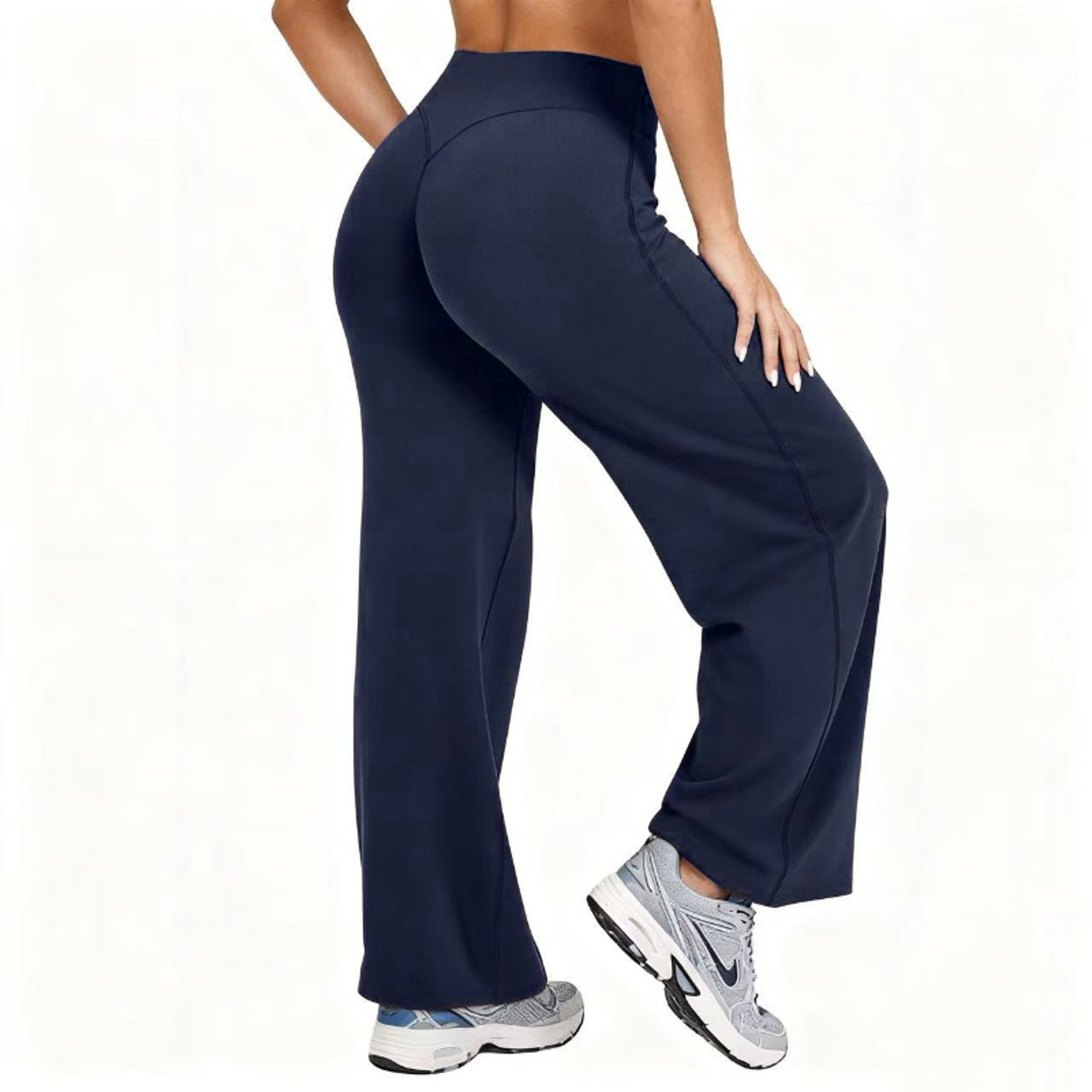 Plus Size Yoga Pants, High Waist Wide Leg, Naked Feel Stretchy Leggings, Solid Color Pilates Run Sport Straight Leg Pant – view 7
