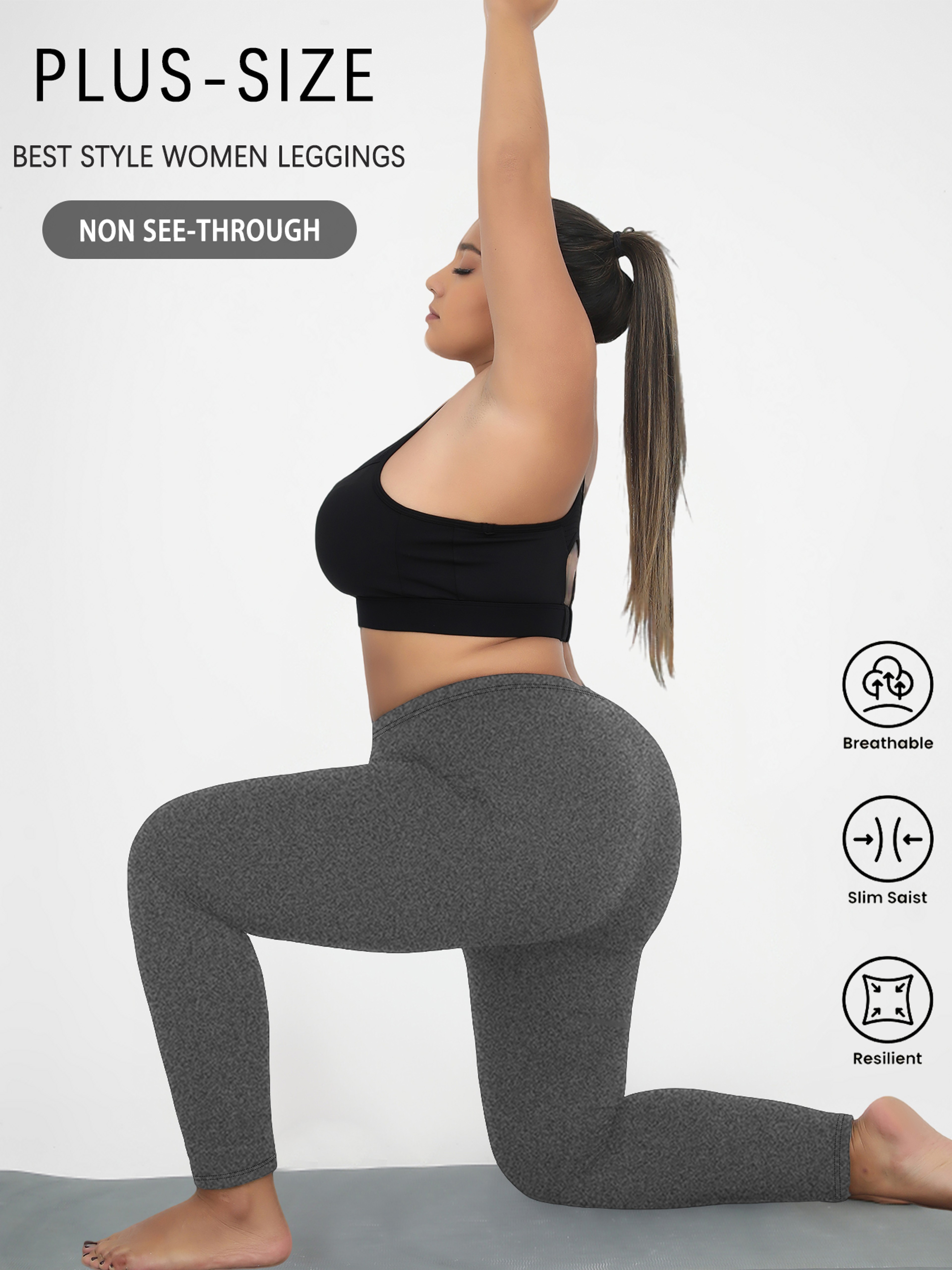 Super Soft Plus Size Leggings, No See Through, High Waist Yoga Running Athletic Workout Pants for Women – view 6