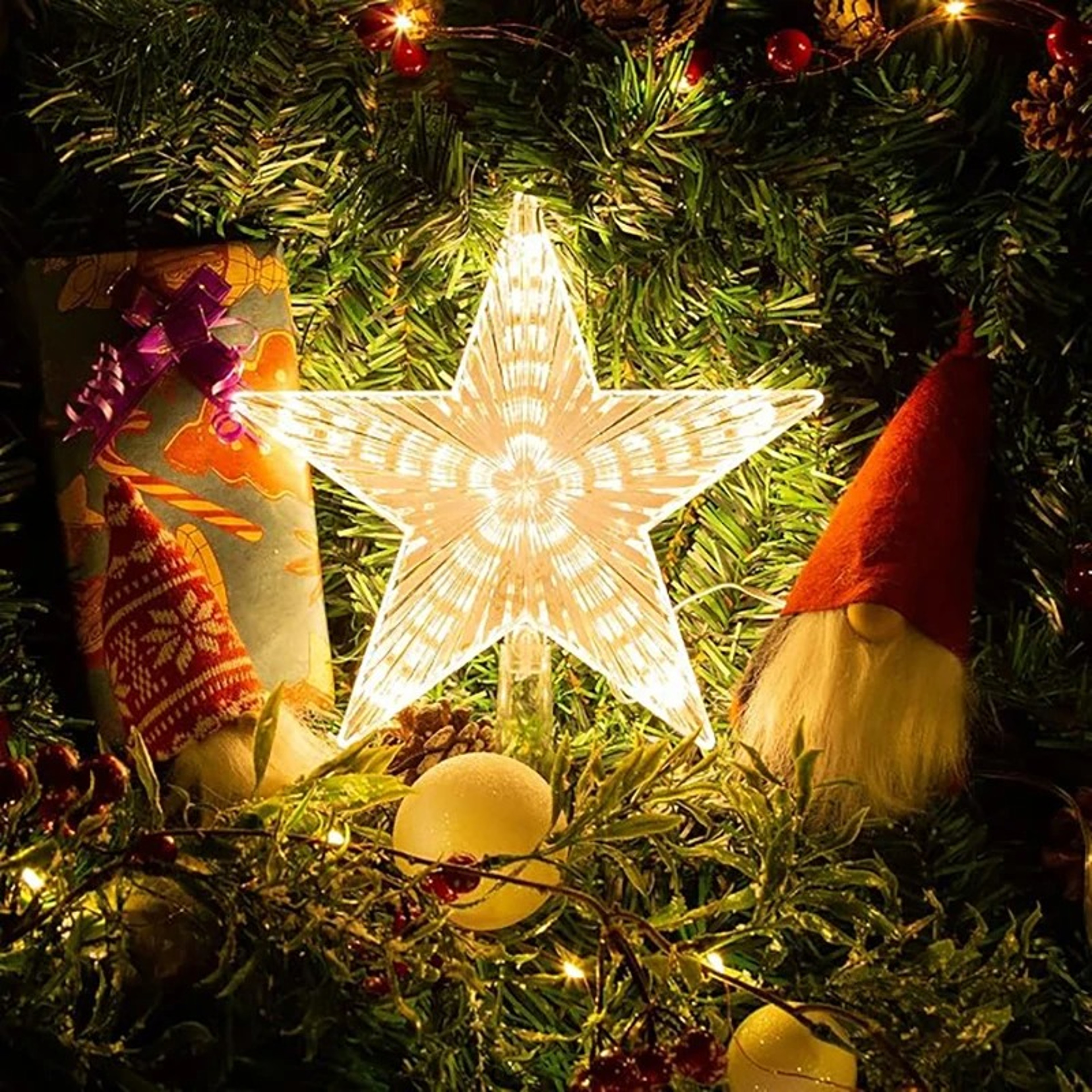 Warm White Lights LED Shining Lamp, Christmas Tree Decoration Stars, TopStar , Home Room Decor for Xmas Festival – view 2