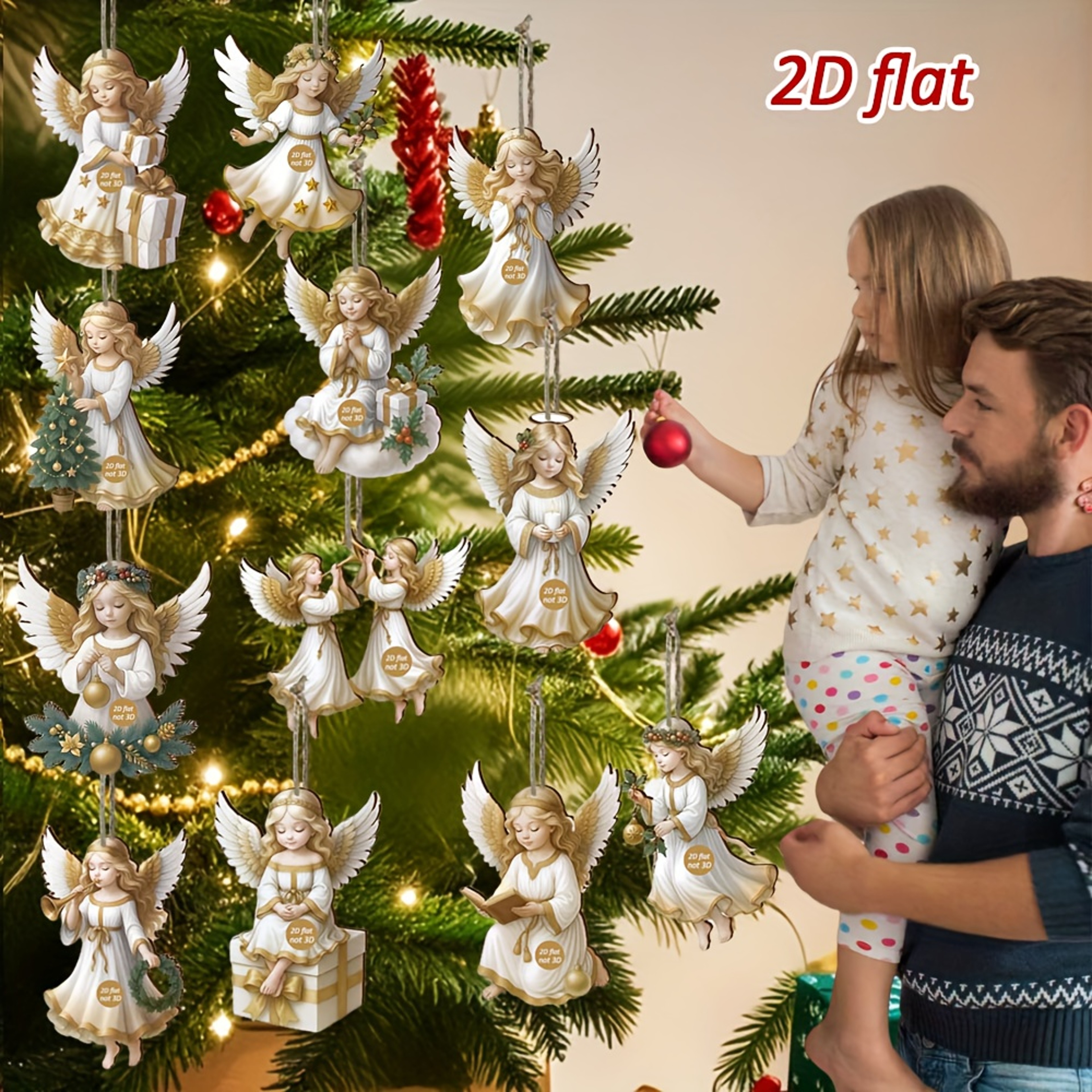 White Angel Pendant, Christmas Vintage Wooden, Merry Christmas Ornament, New Year Pendant Gift, Tree Decor Supplies – view 4