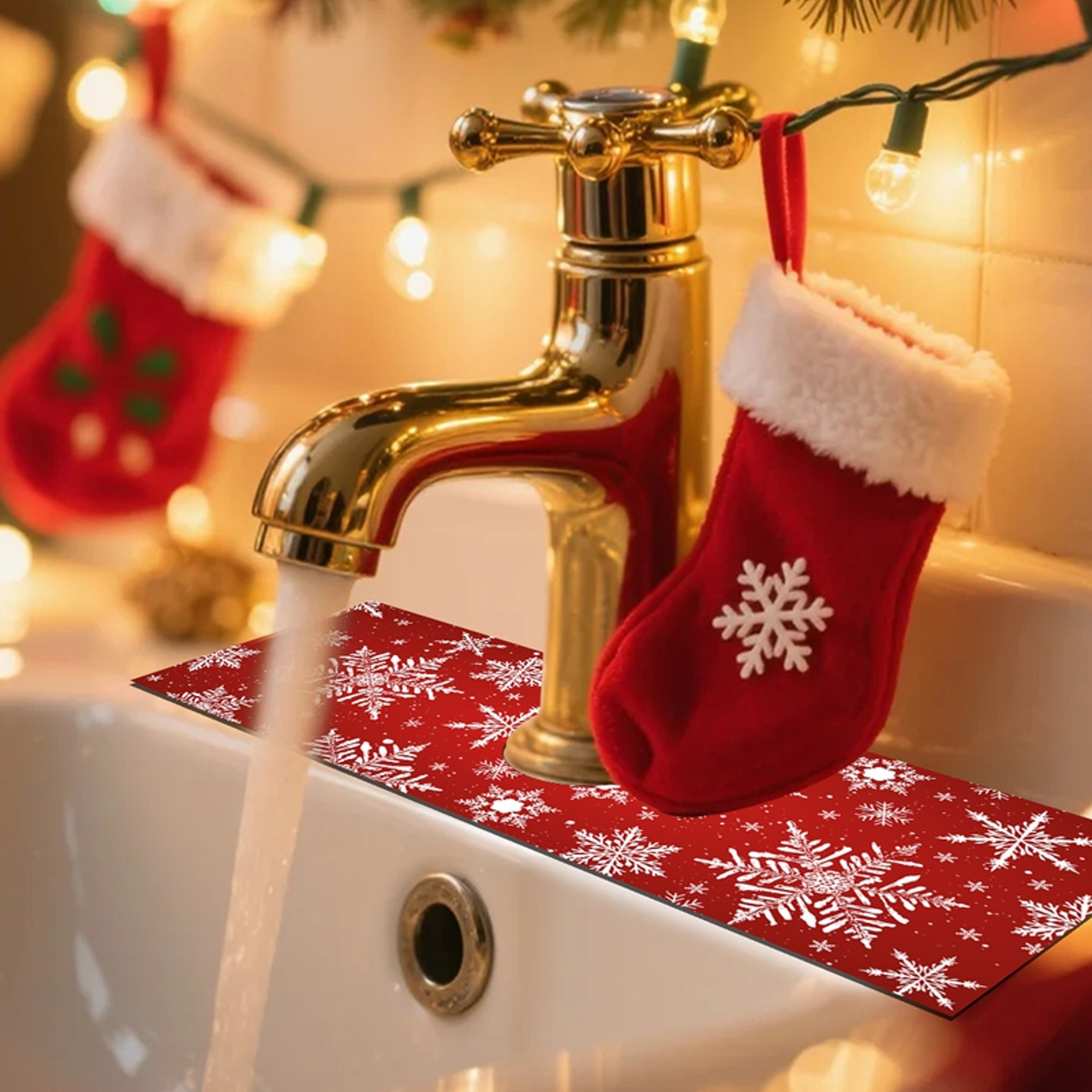 Merry Christmas Kitchen Mat, Absorbent Sink Faucet Mats, Navidad Decorations for Home, Christmas Pendant Ornaments – view 4