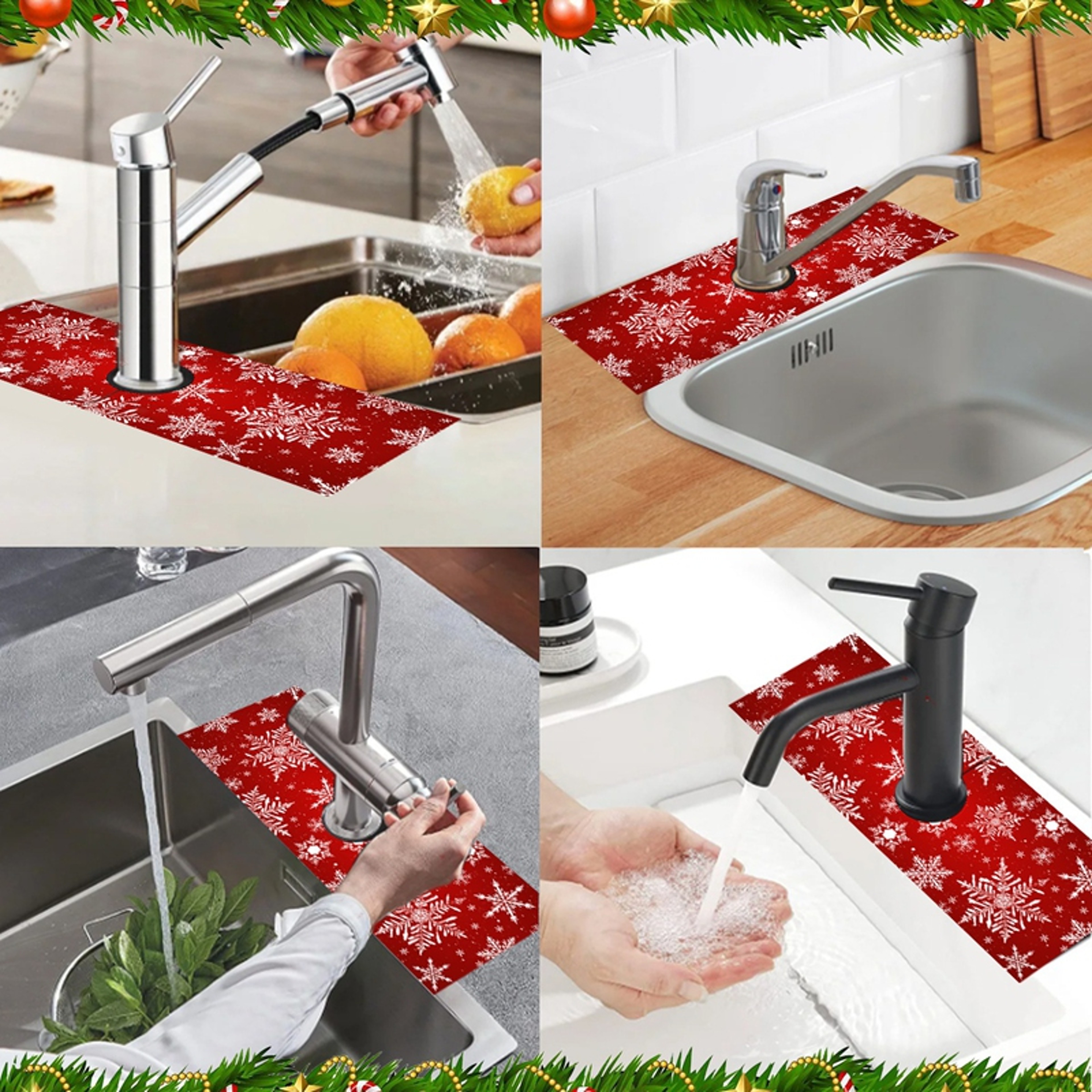 Merry Christmas Kitchen Mat, Absorbent Sink Faucet Mats, Navidad Decorations for Home, Christmas Pendant Ornaments – view 6