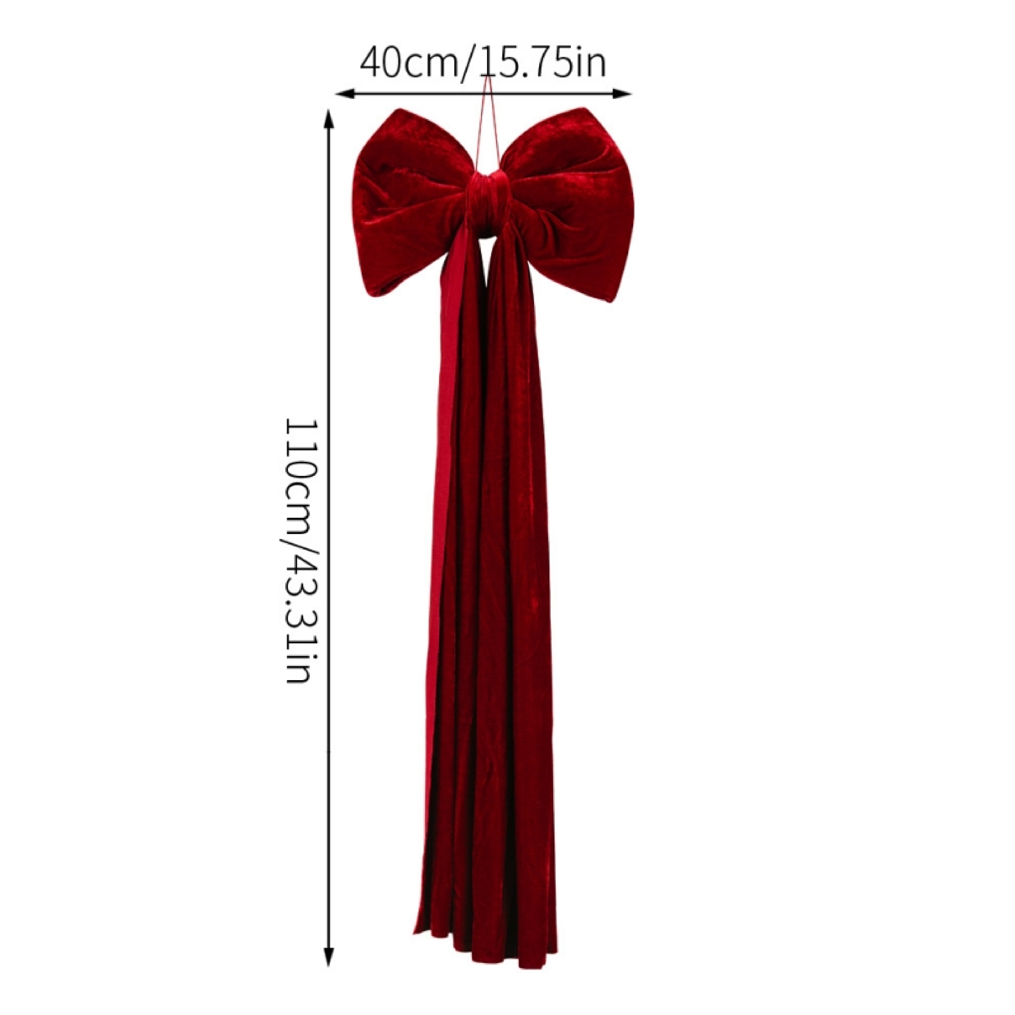 Christmas Tree Decoration, Large Wine Red Bow Pendant, Non Fallen Elegant Bow for Festive Holiday Decor – view 8
