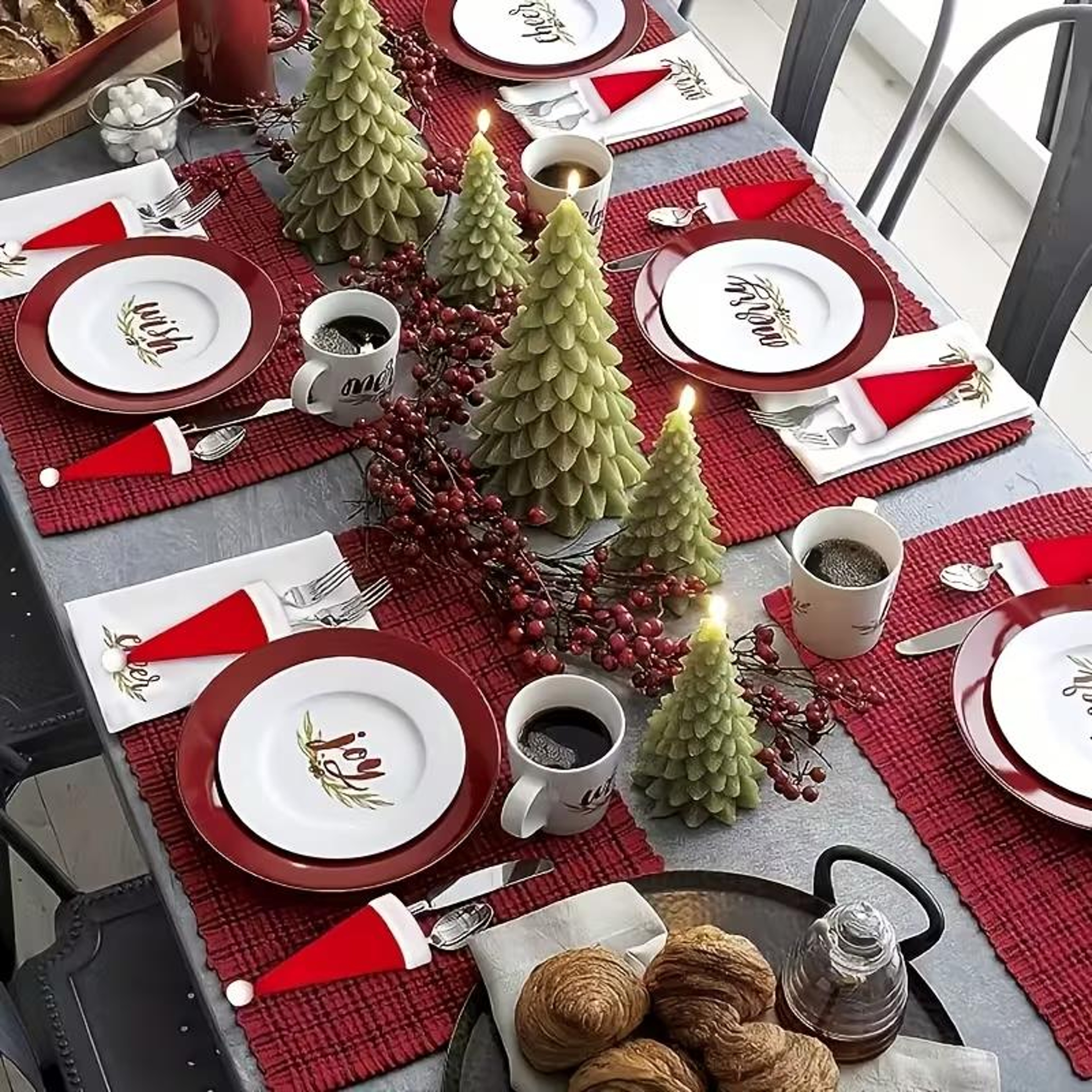 Fork Knife Cutlery Bag Christmas, Mini Christmas Hat Tableware Holders, New Year Party Home Table Decoration – view 2
