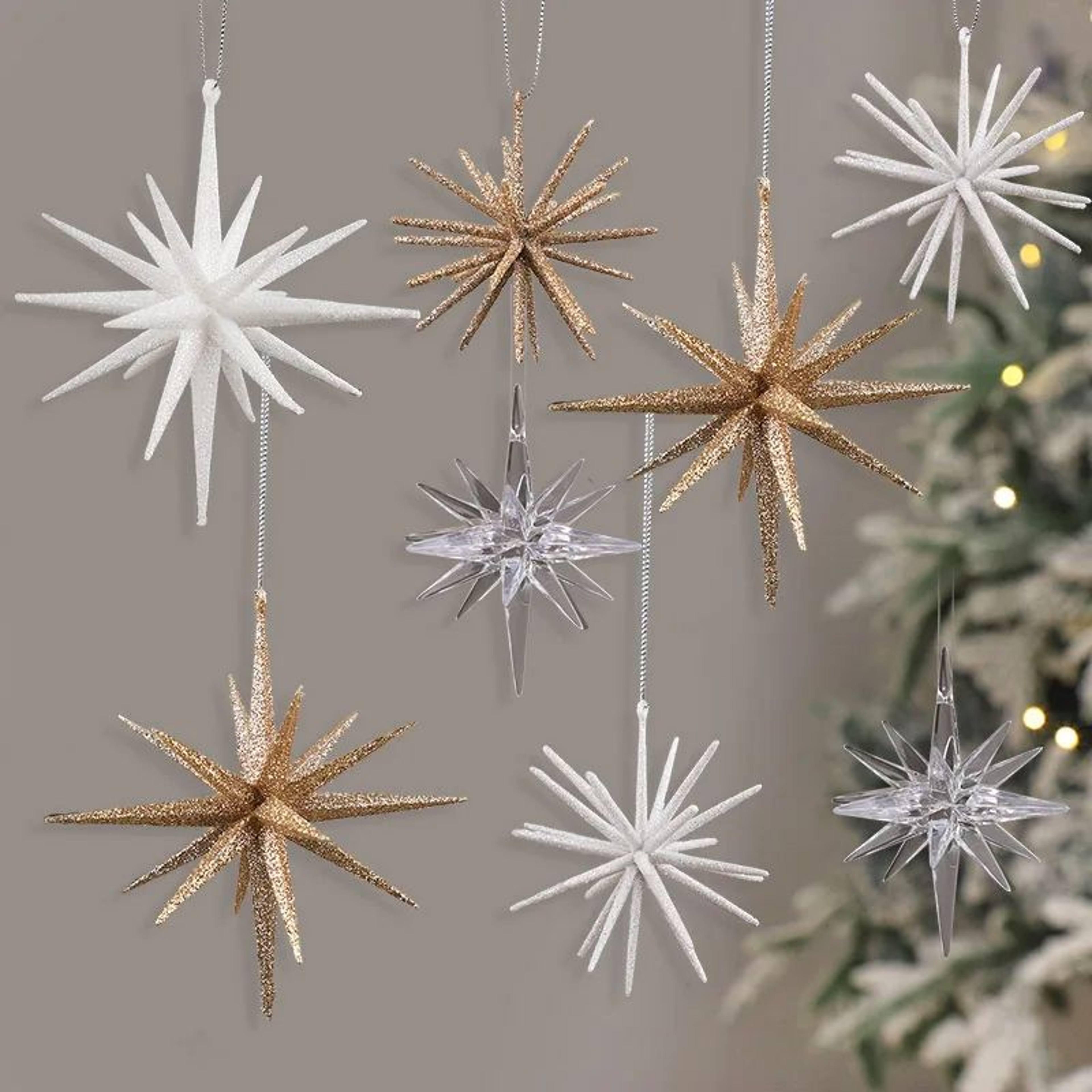Glitter Star Xmas Tree Pendants Christmas Exploding Star Hanging Ornament Elegant Christmas Decorat 4