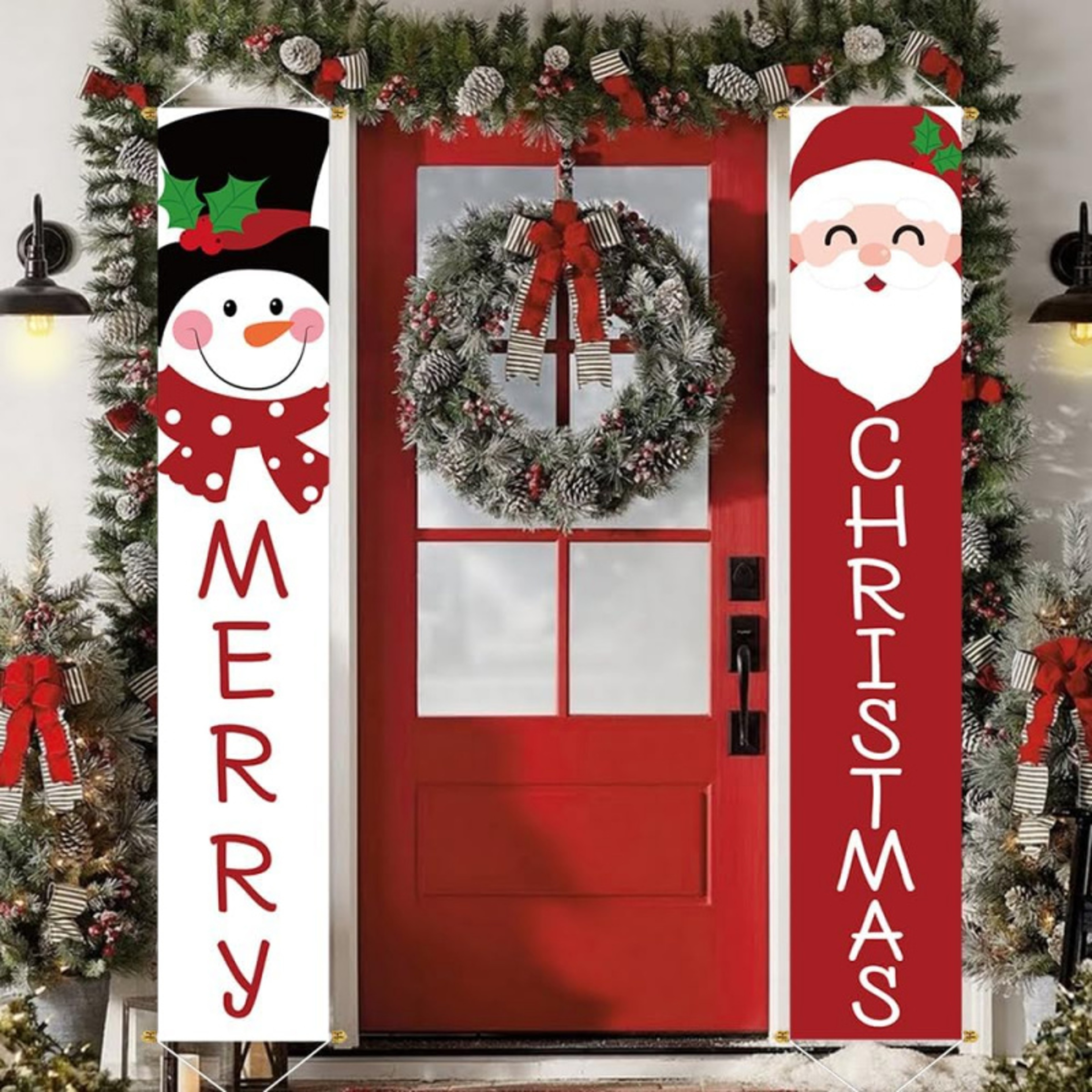 Santa Snowman Decorations Christmas Outdoor Yard Sign Set Durable Poles Hanging Porch Home Indoor O 0