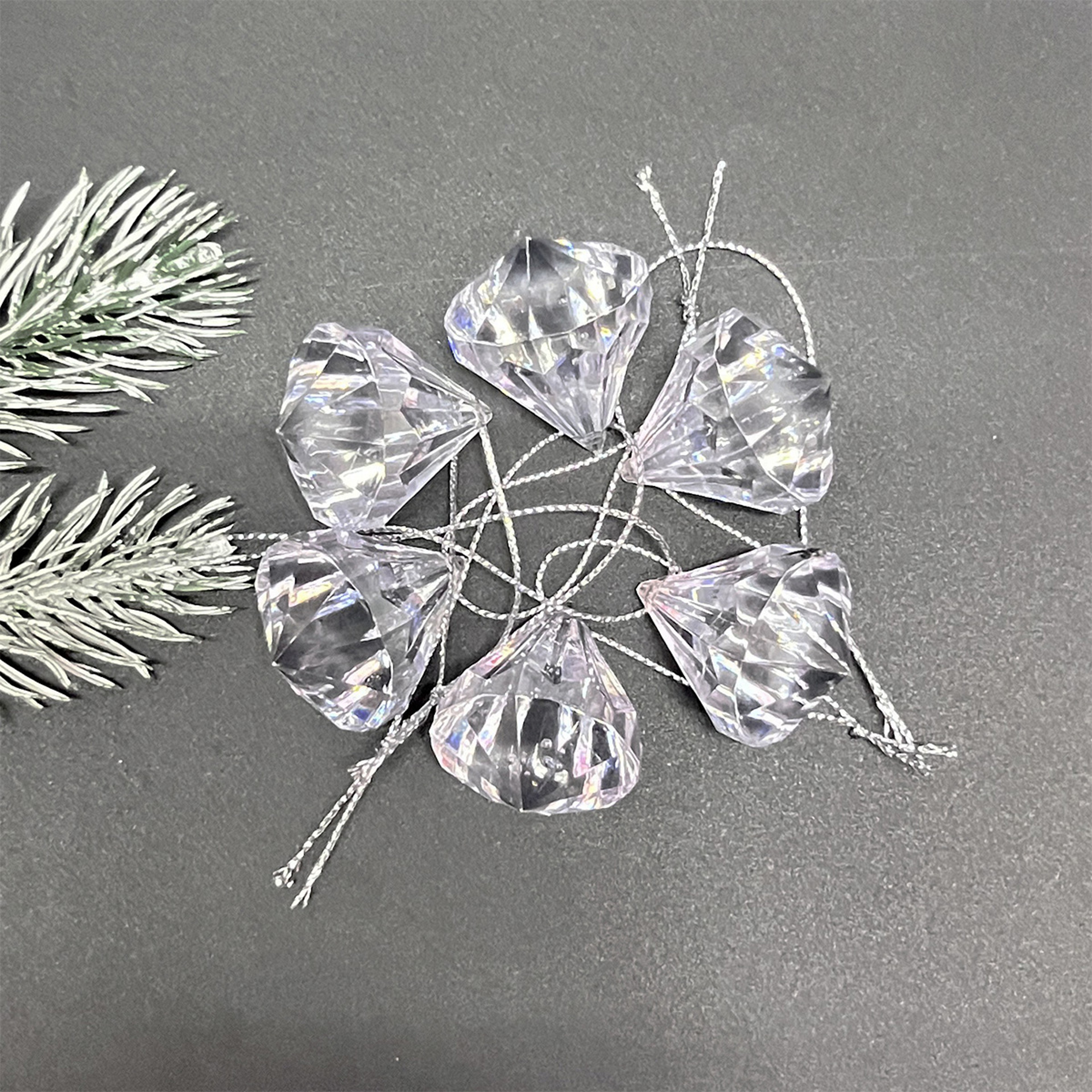 Christmas Wedding Acrylic Transparent Diamond Christmas Tree Pendant Home Decoration New Year Party 1