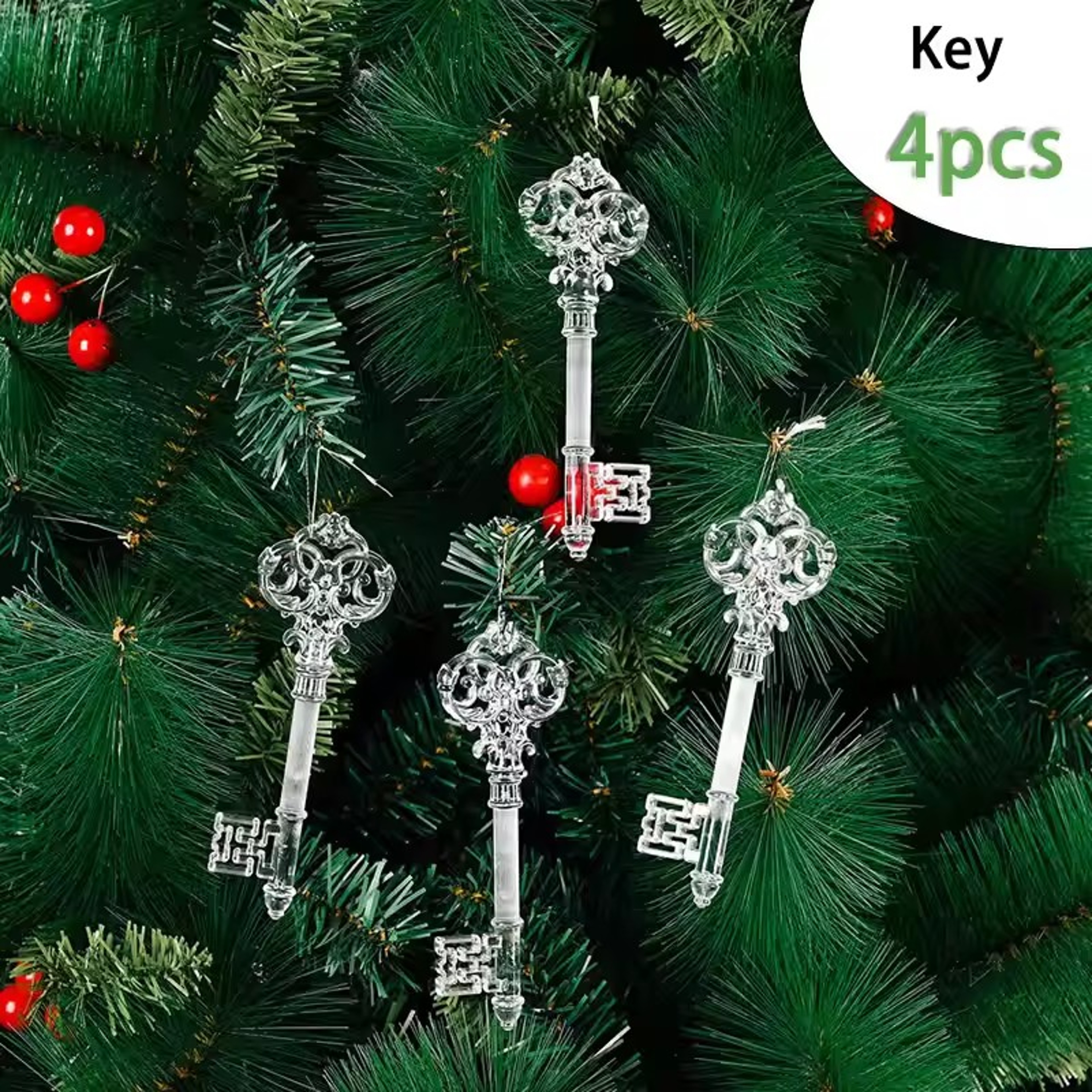Acrylic Christmas, Transparent Deer Key, Snowflake Christmas, Tree Hang Pendant, Festival Ornament, Home Party Decor – view 7