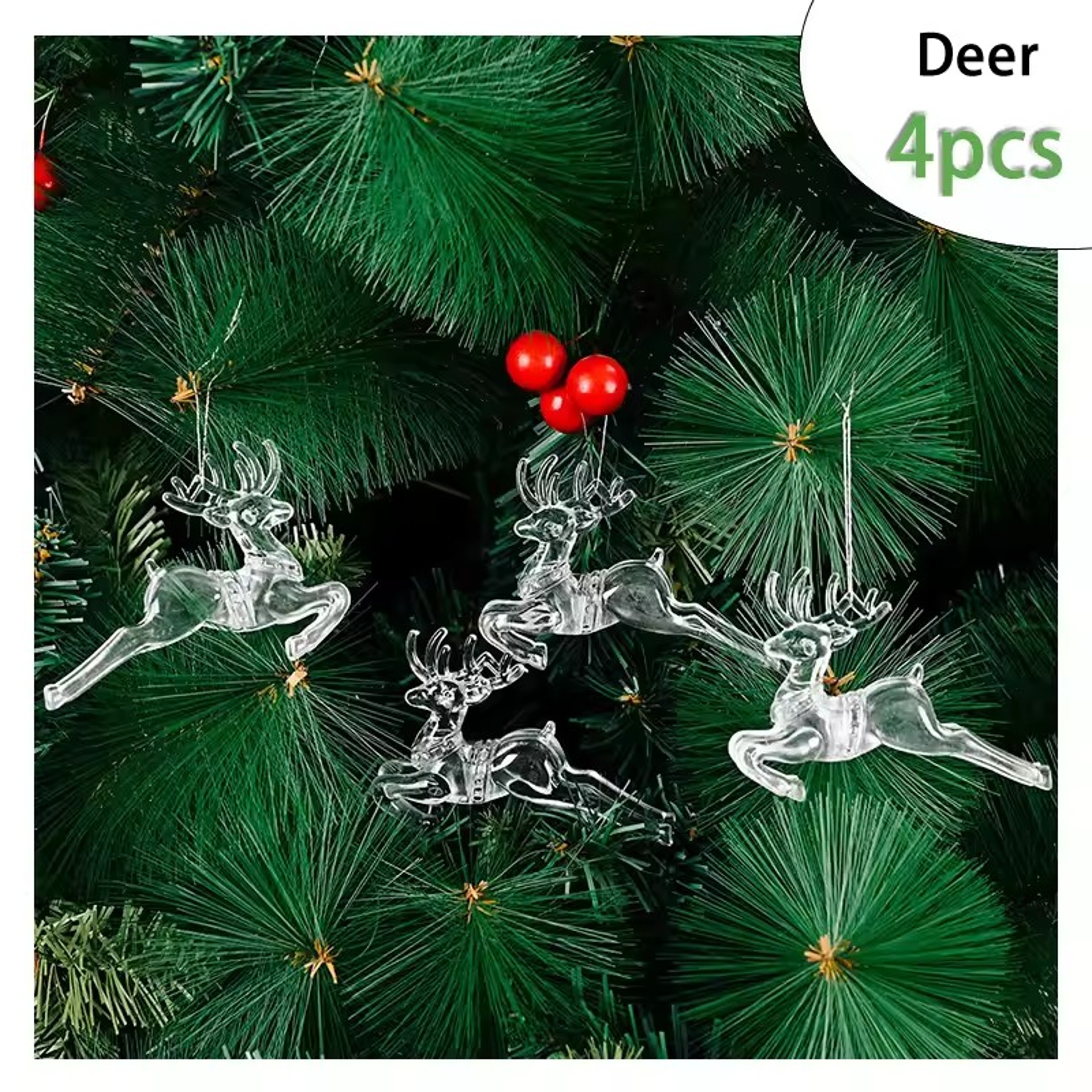 Acrylic Christmas, Transparent Deer Key, Snowflake Christmas, Tree Hang Pendant, Festival Ornament, Home Party Decor – view 9