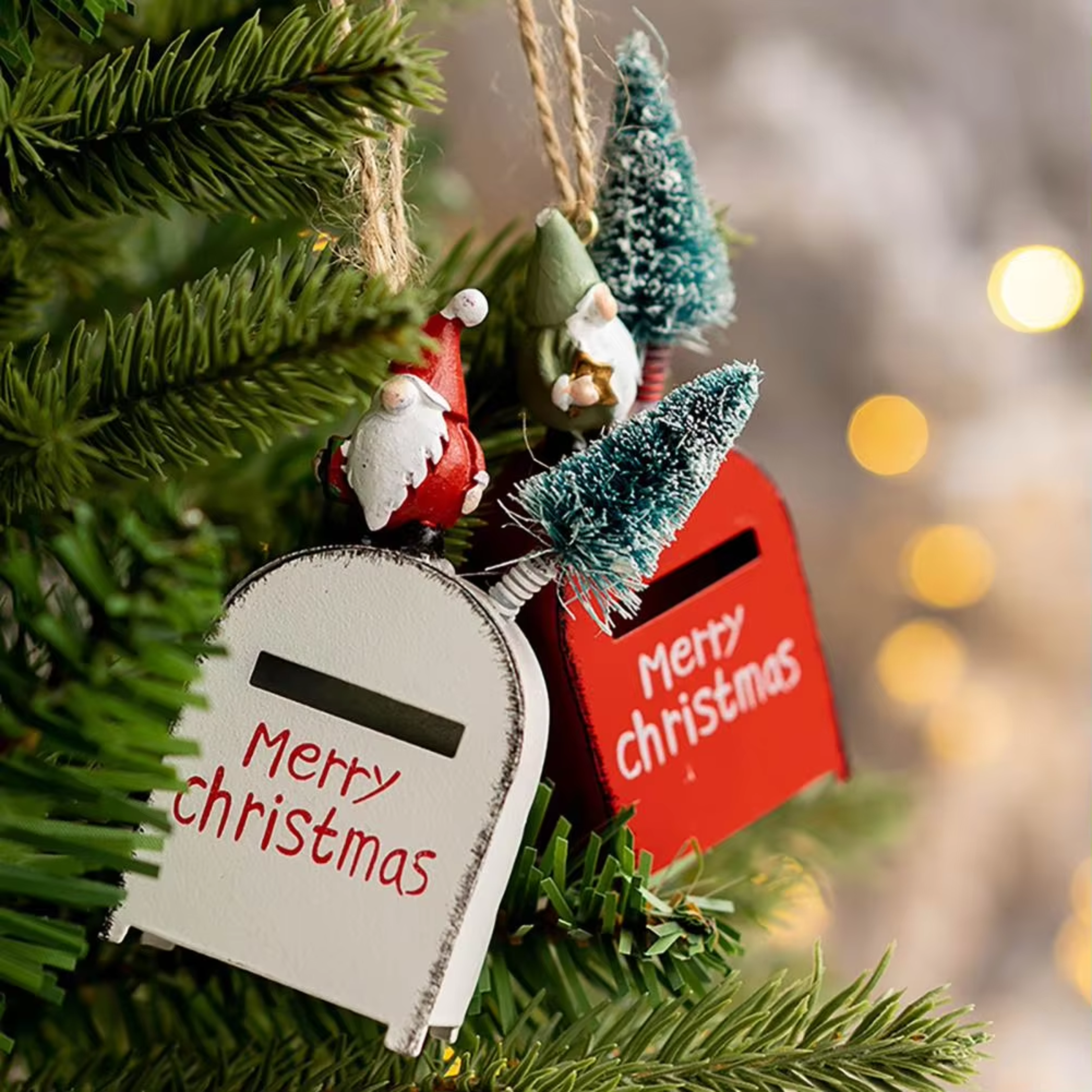 Santa Claus Exquisite Cartoon Iron Mail Box, Christmas Tree Decoration Pendant, House Pendant Decoration Christmas House – view 3