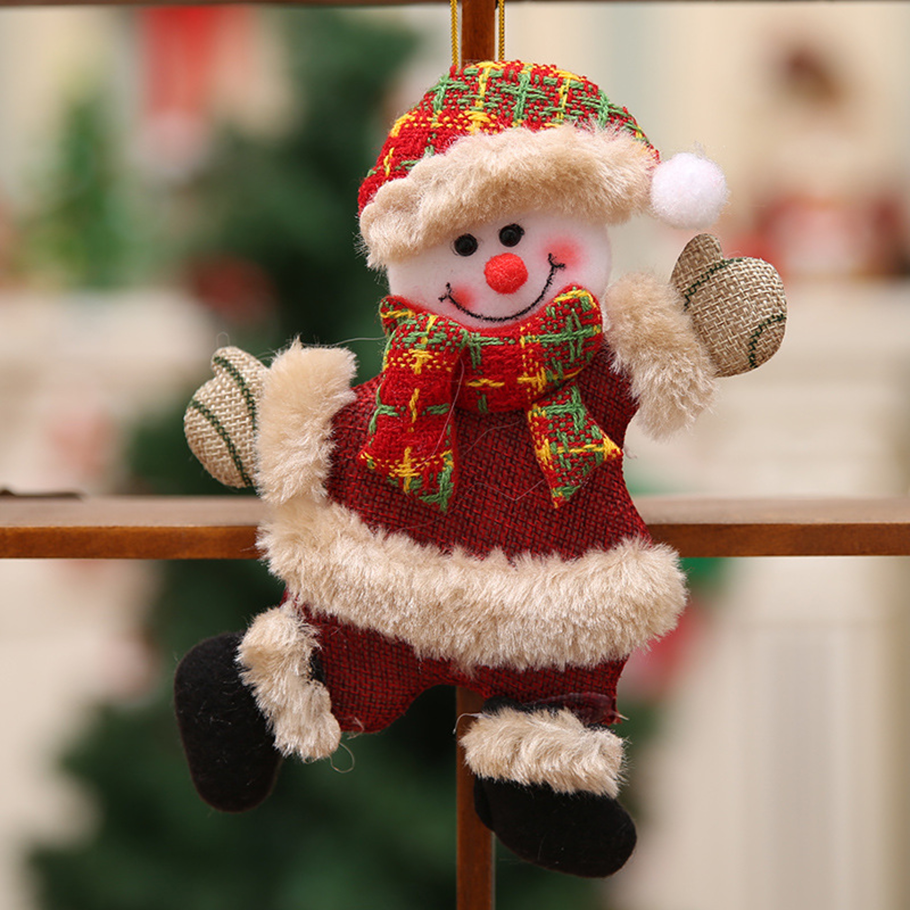 Merry Christmas Plush Doll Ornaments Santa Claus Snowman Elk Pendant Xmas Tree Hanging Decorations  6