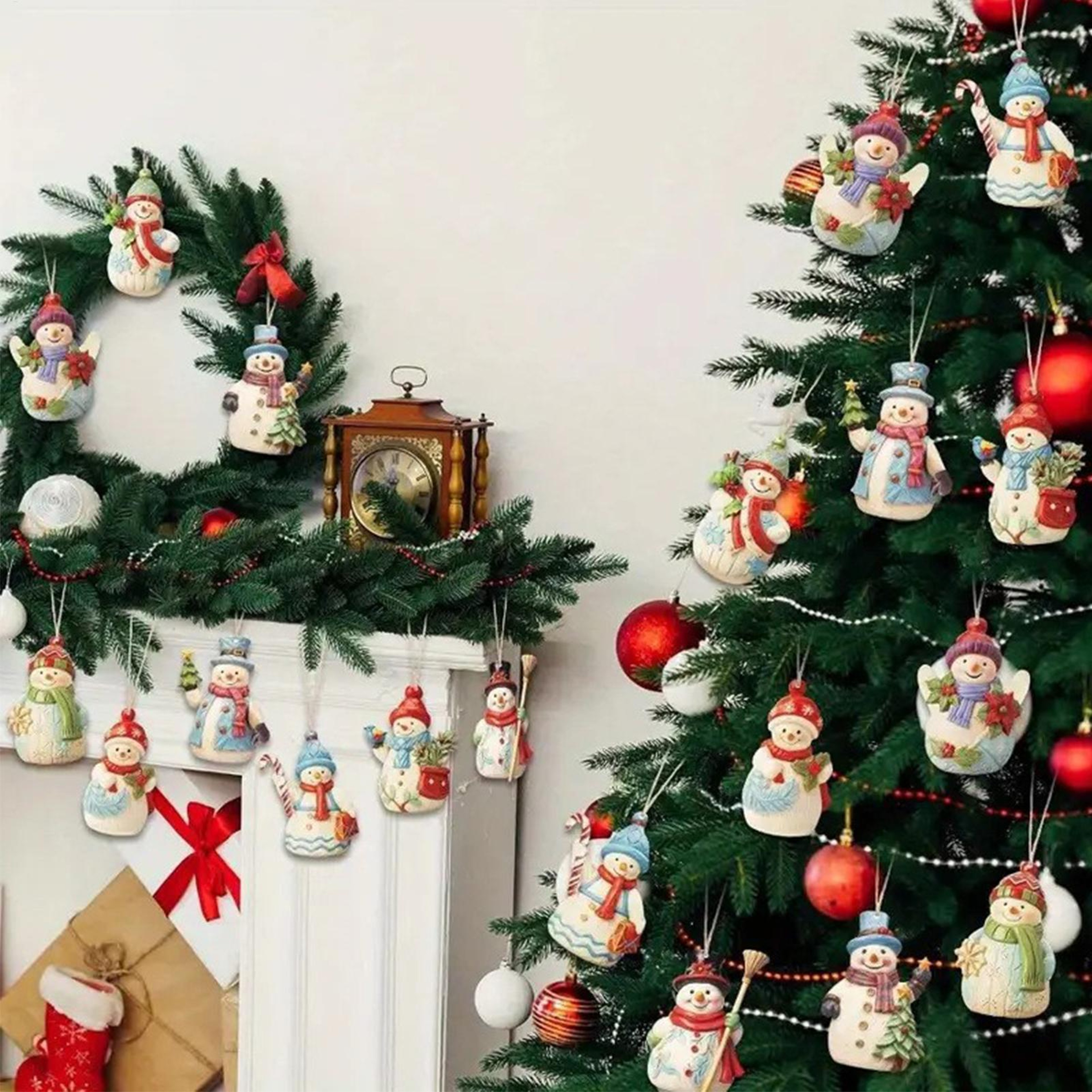 Wood Crafts Snowman Ornament, Decorative Hangable Ornaments, Christmas Tree Pendant for Holiday Home – view 3